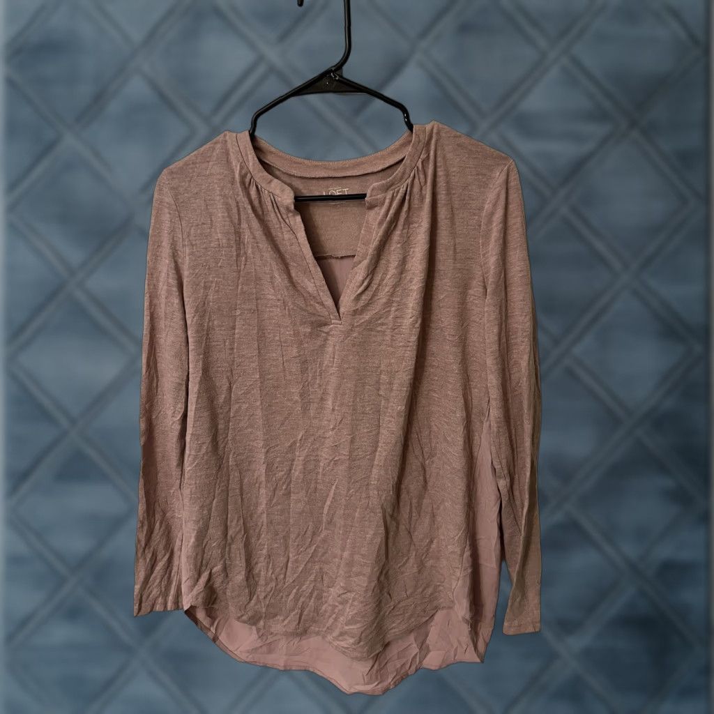 Loft VINTAGE LOFT Women's Pullover Sweater Knit Long Sleeve V-Neck Soft Cotton Casual Spring Fall Winter Size Medium Pink Size M / US 6-8 / IT 42-44 - 1 Thumbnail