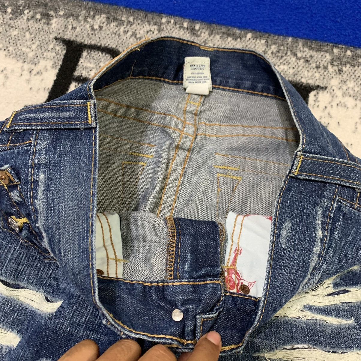True Religion True Religion Section Joey Leather Distressed Bootcut Jeans Size US 31 - 9 Thumbnail