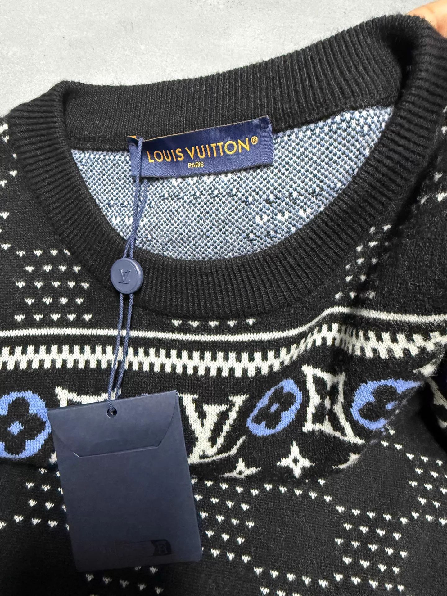 Louis Vuitton LV SS25 SKI Wool Sweater Damier Jacquard Black Blue XL Size US XL / EU 56 / 4 - 3 Thumbnail