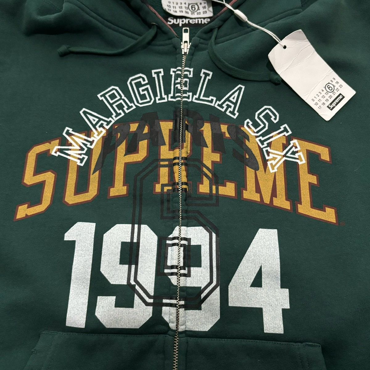 Supreme x MM6 Green Zip Up Hoodie
