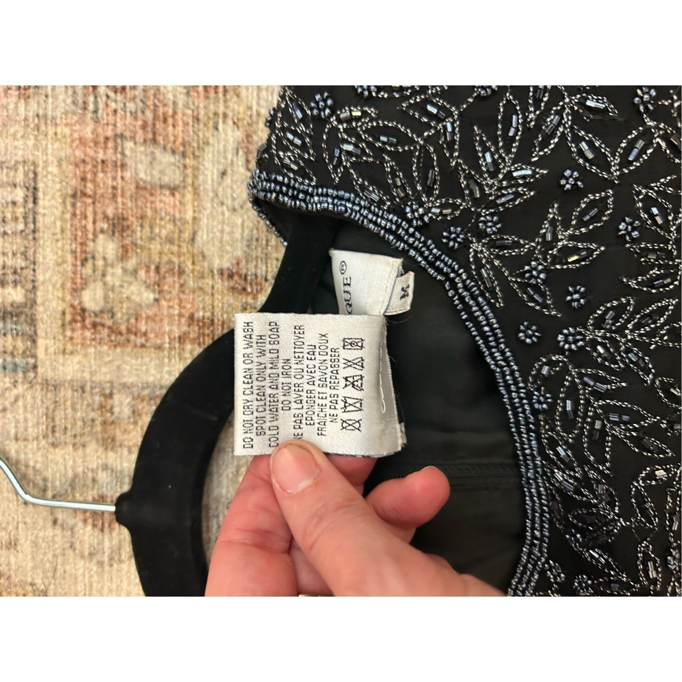 Other Papell Boutique Vintage Beaded Black Silk Blouse, Size Mediu Size M / US 6-8 / IT 42-44 - 10 Thumbnail