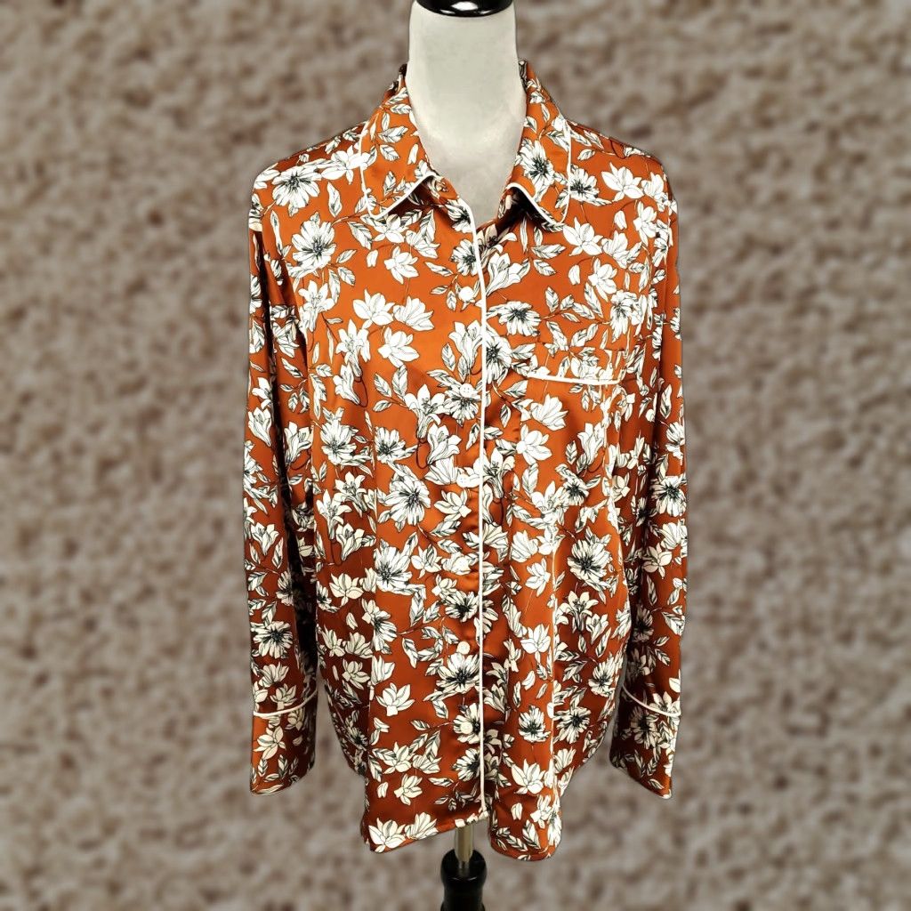 La Ligne La Ligne Top Womens Large Brown Floral Button Up Front Shirt Size L / US 10 / IT 46 - 1 Thumbnail