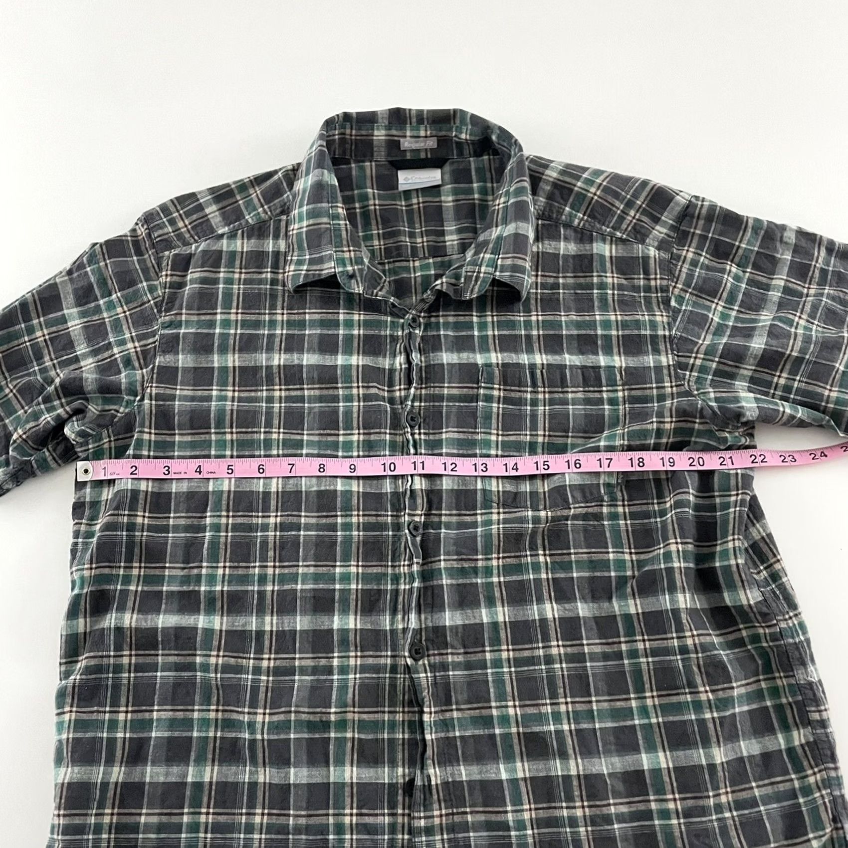 Vintage Columbia Plaid Shirt Mens L Green Gray Regular Short Sleeve Button-Up Size US L / EU 52-54 / 3 - 4 Thumbnail
