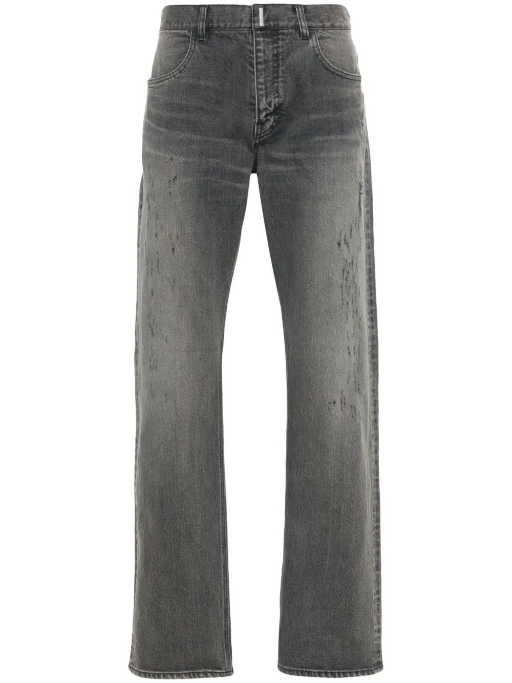 Givenchy o1n1vont0326 Logo-Plaque Distressed Straight Jeans in Black Size US 29 - 1 Thumbnail
