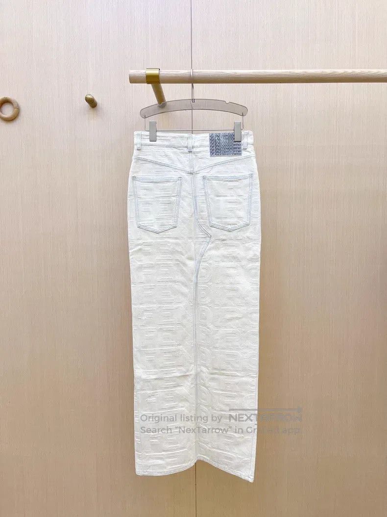 Fendi Fendi White denim split long skirt Size 25" / US 0 / IT 36 - 2 Thumbnail