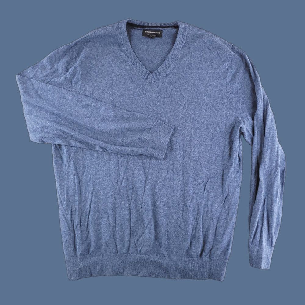 Banana Republic Banana Republic Sweater Mens XL Blue Luxe Yarn Blend V Neck Cotton Cashmere Size US XL / EU 56 / 4 - 1 Thumbnail