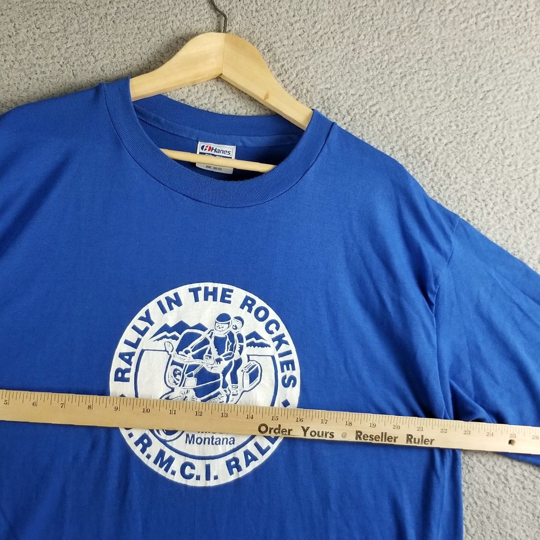 Hanes VINTAGE Motorcyle Shirt Hanes XL Adult Blue 1988 80s Biker Motorcycle Tee Mens Size US XL / EU 56 / 4 - 4 Thumbnail