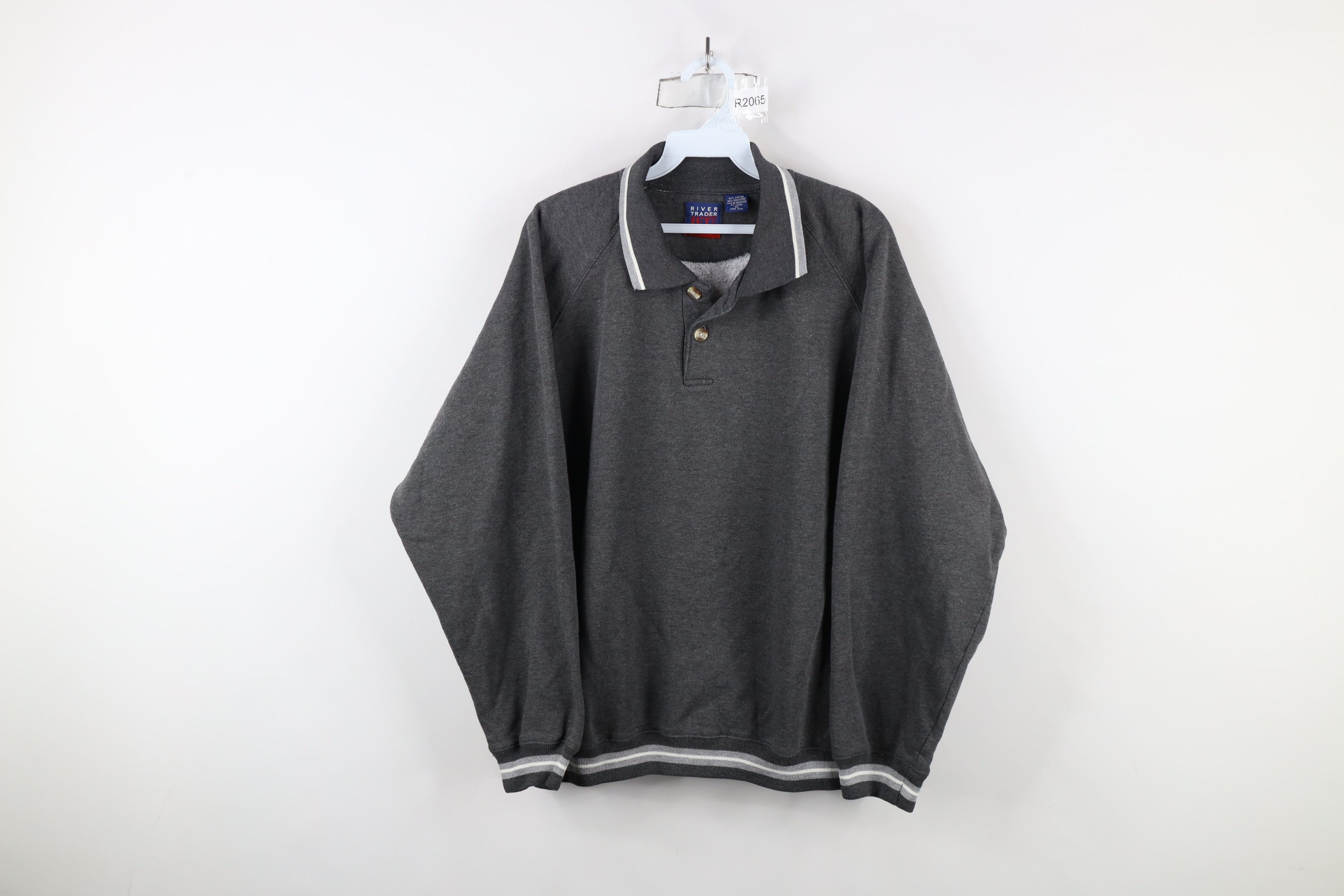 Vintage Vintage 90s Streetwear Collared Pullover Sweatshirt Gray Size US XL / EU 56 / 4 - 1 Thumbnail