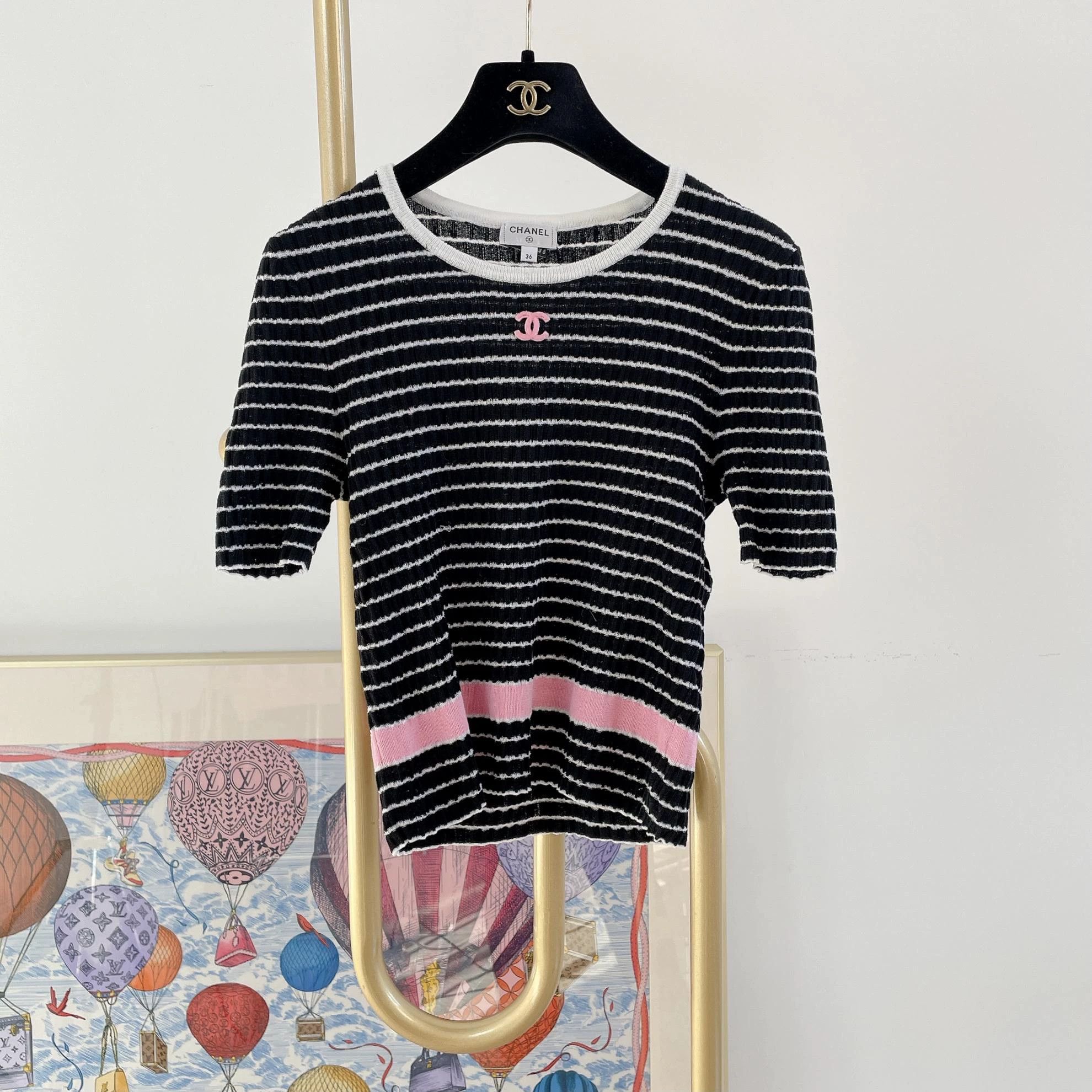 Chanel Chanel 24SS Black Stripe Short-Sleeve Tee 36 Size XS / US 0-2 / IT 36-38 - 1 Thumbnail
