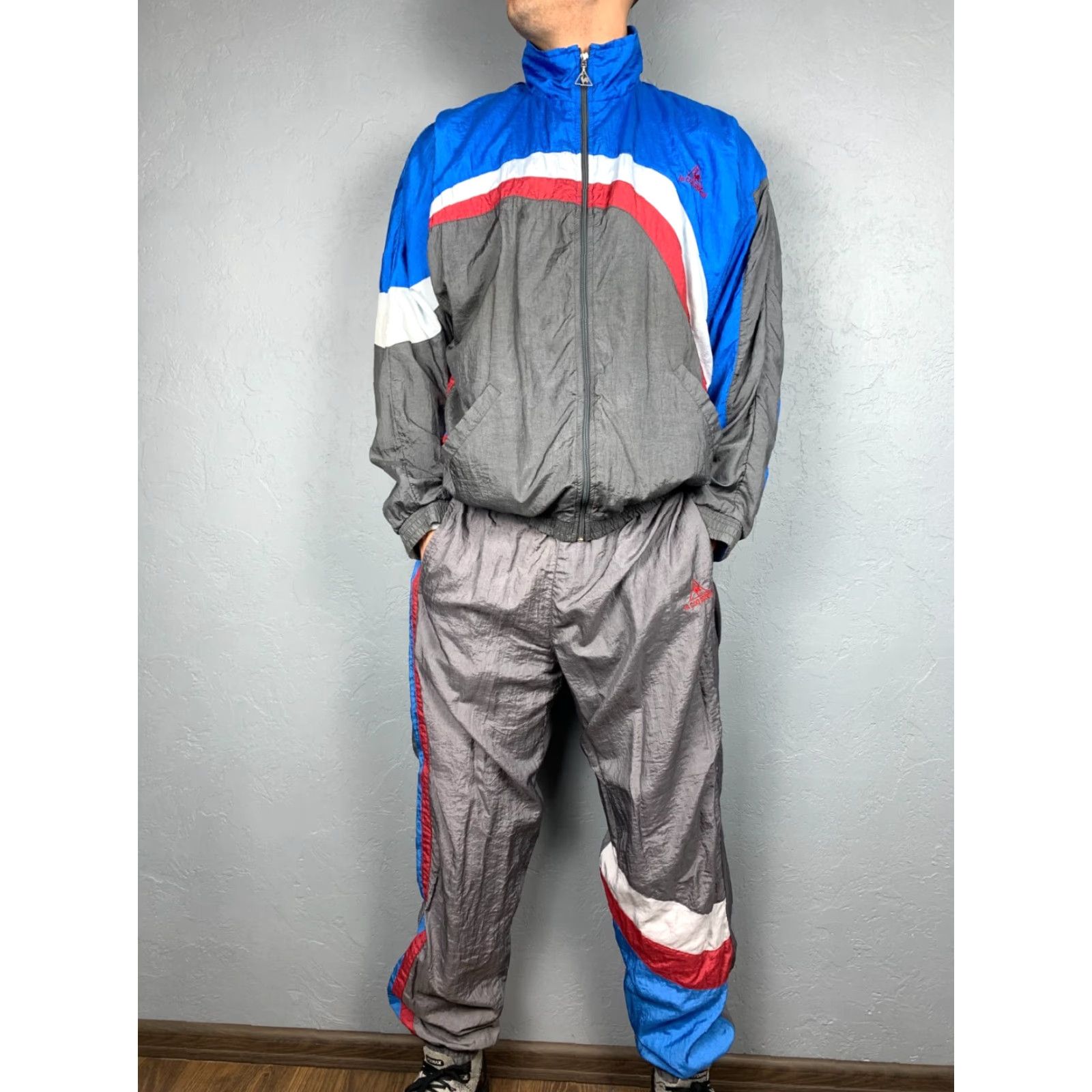 Le Coq Sportif Le Coq Sportif Track Jacket Track Pants 90s Vintage Mens Nylon Tracksuit L Blue Mens Size 42R - 2 Thumbnail
