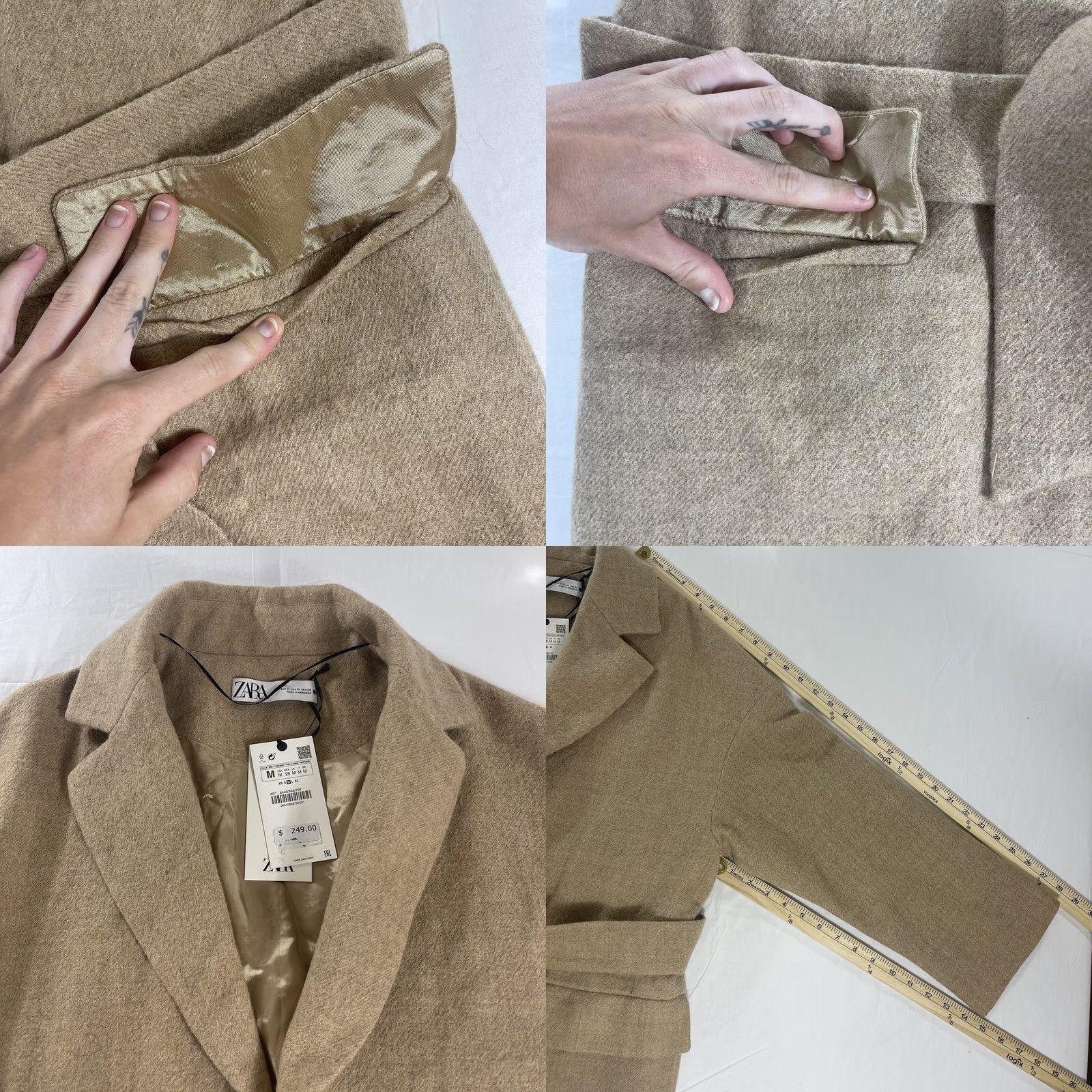 Zara VINTAGE Zara Women's Coat Wool Camel Limited Edition Waterfall Beige 8440646 Size ONE SIZE - 8 Thumbnail
