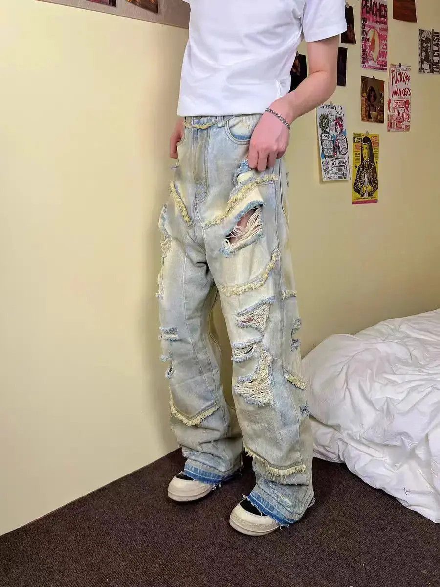 Japanese Brand Wasteland style washed and torn baggy micro flare y2k jeans Size US 32 / EU 48 - 4 Thumbnail