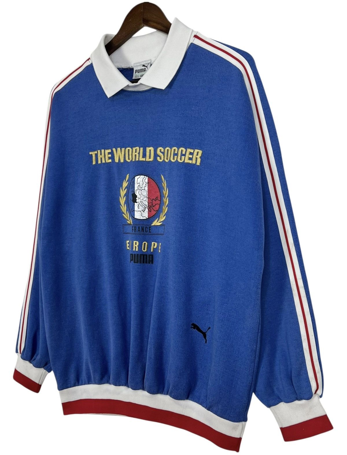 Puma 90s Vintage France The World Football Europe Sweatshirt Size US L / EU 52-54 / 3 - 3 Thumbnail