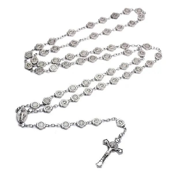 VIBE Fashion Saint Benedict Rosary Necklace Chain Catholic Church Size ONE SIZE - 1 Thumbnail