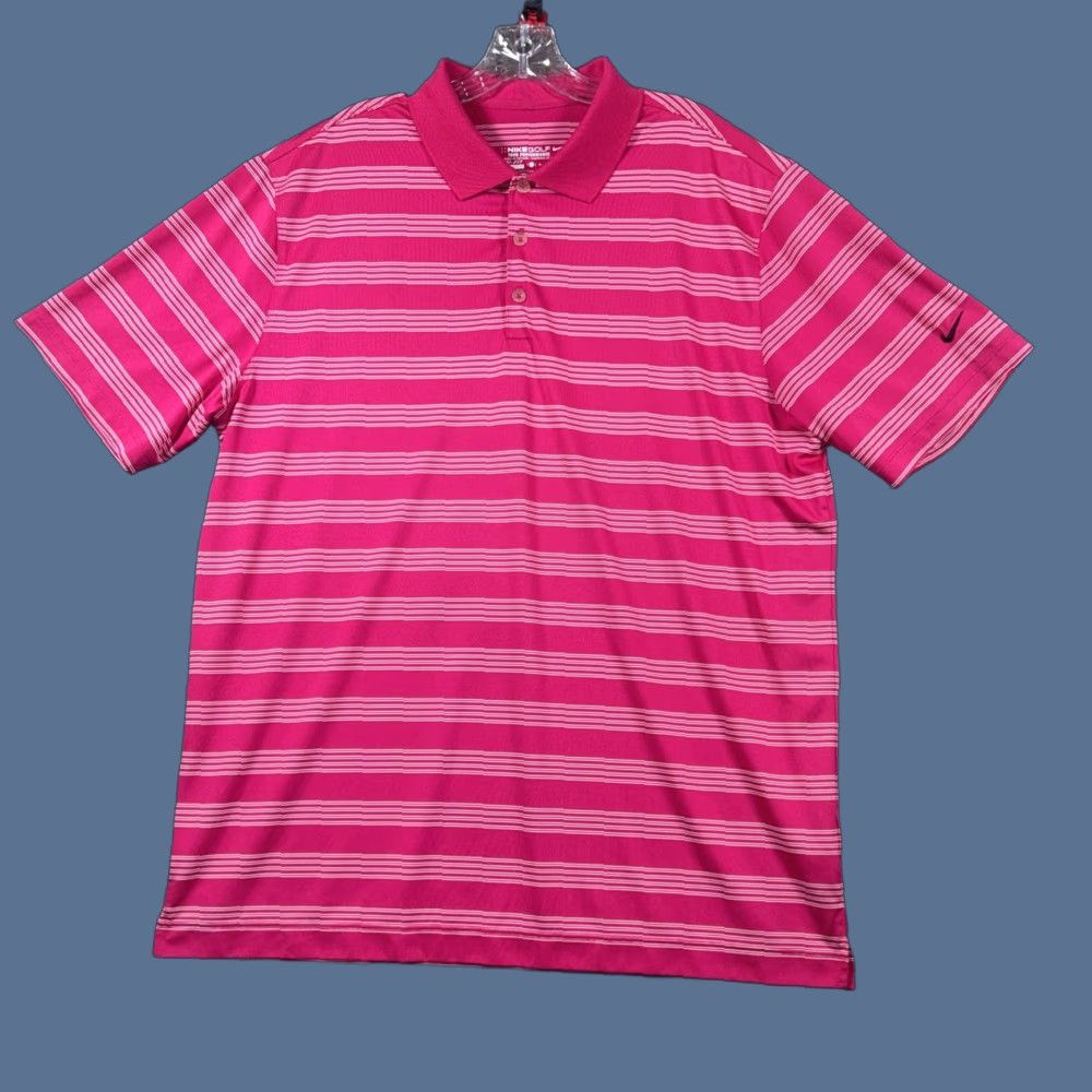 Nike Nike Tour Performance Polo Shirt Mens XL Pink White Striped Dri-Fit Golf Shirt Size US XL / EU 56 / 4 - 1 Thumbnail