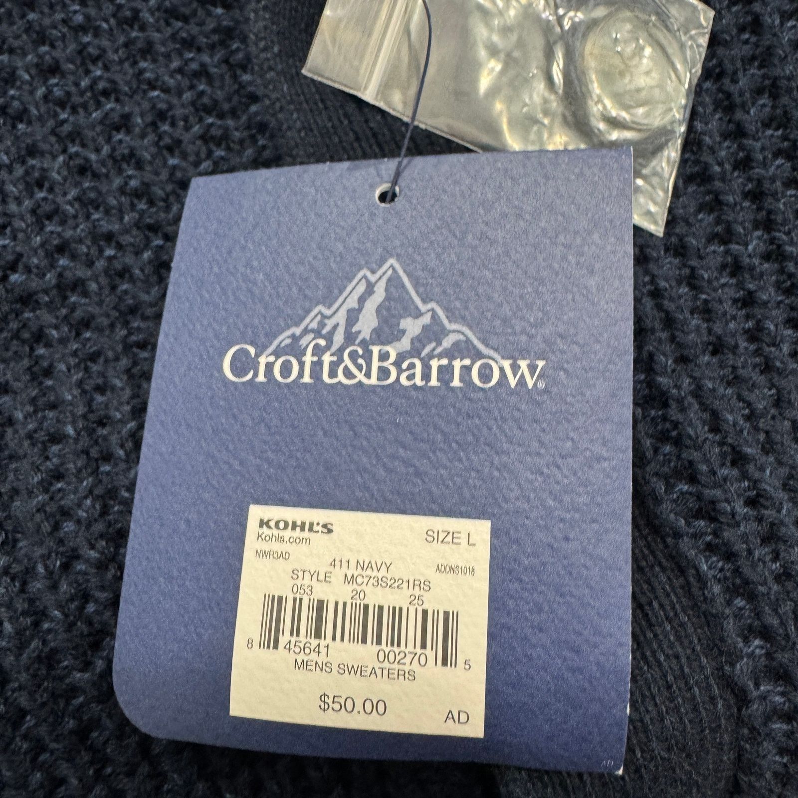 Croft & Barrow NEW Croft & Barrow Sweater Men's Large Blue Henley Pullover Size US L / EU 52-54 / 3 - 5 Thumbnail