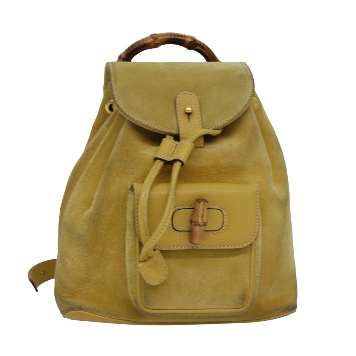 Gucci Bamboo Yellow Suede Backpack Bag (Pre-Owned) Size ONE SIZE - 1 Thumbnail