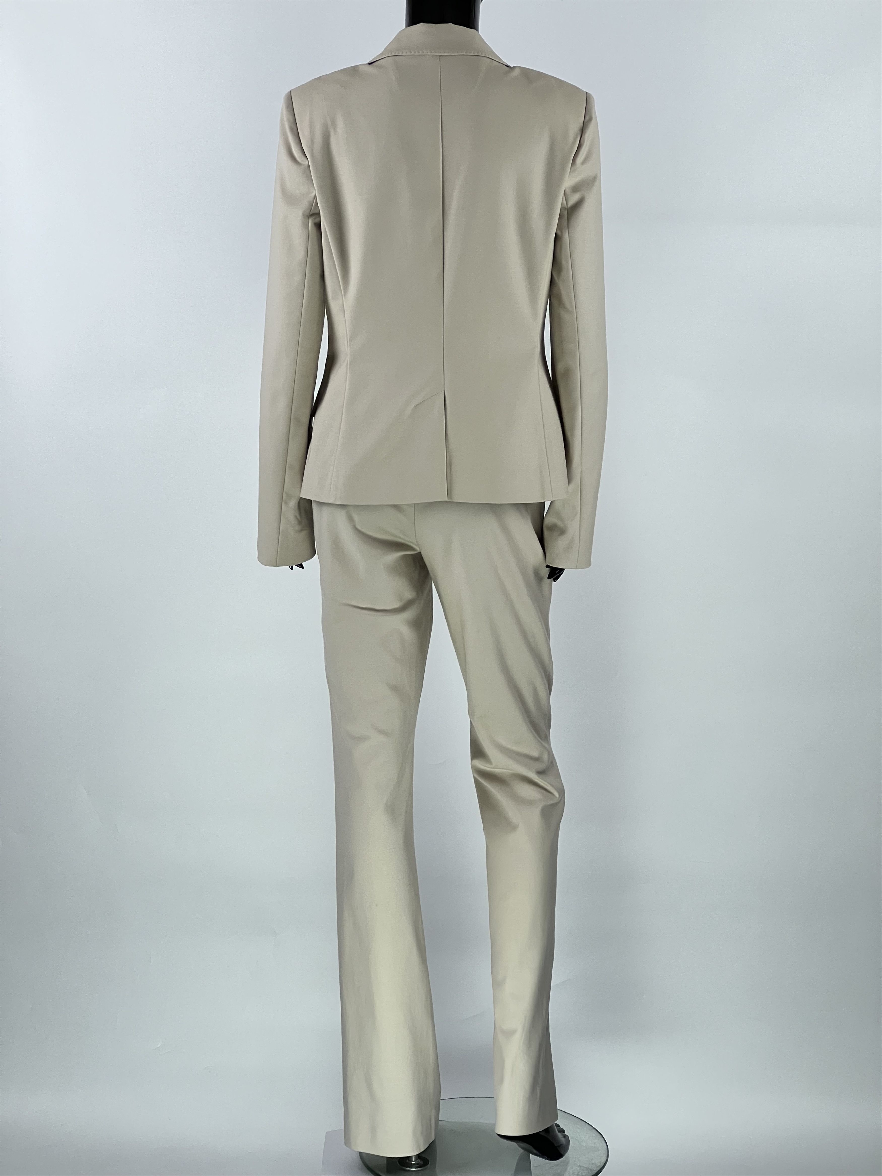 Designer Laurel Women's Beige Cotton Pant Suit Size US8 IT44 GB12 Size M / US 6-8 / IT 42-44 - 3 Thumbnail