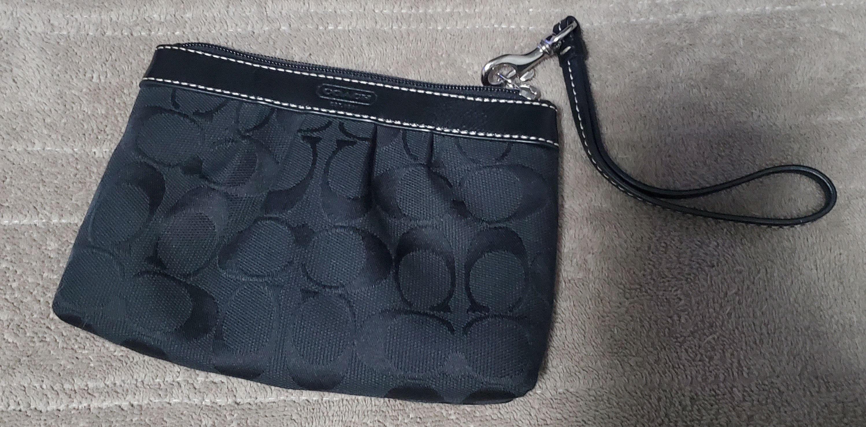 Coach Coach Black Signature Jacquard Wristlet Leather Size ONE SIZE - 4 Thumbnail