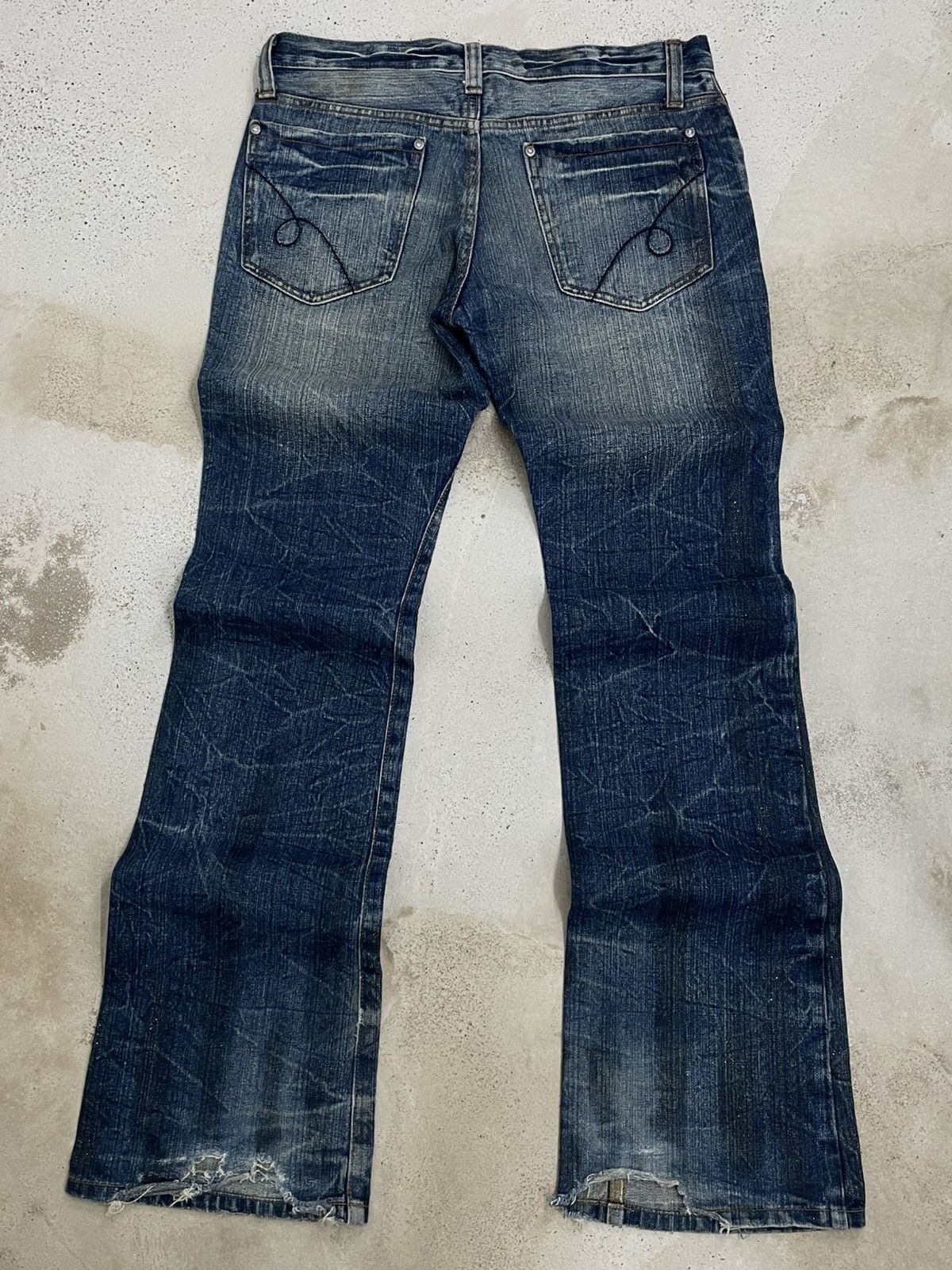 Tornado Mart Vintage Japan Designer 90’s NylausBs Distressed Flared Denim Size US 32 / EU 48 - 8 Thumbnail