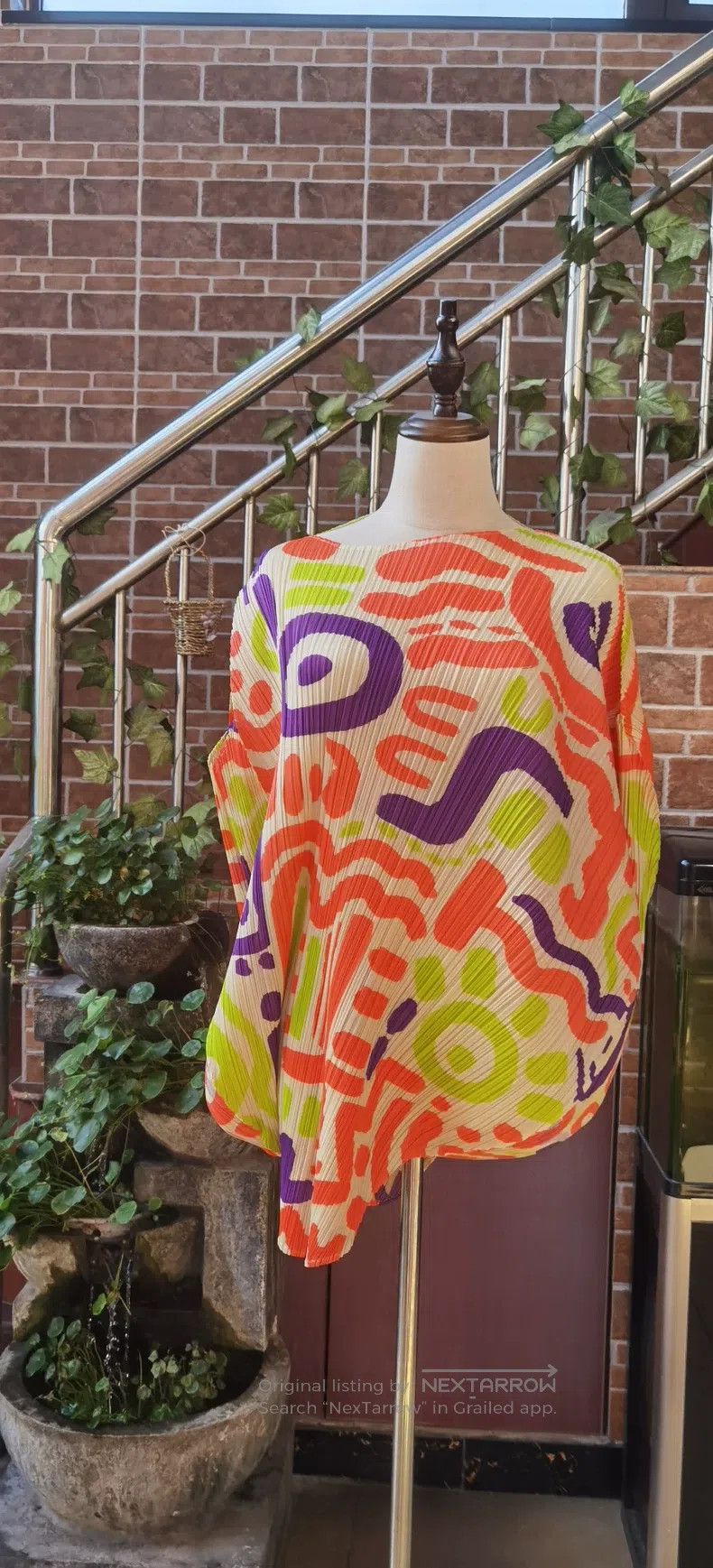 Issey Miyake Totem Print Round-Hem Top