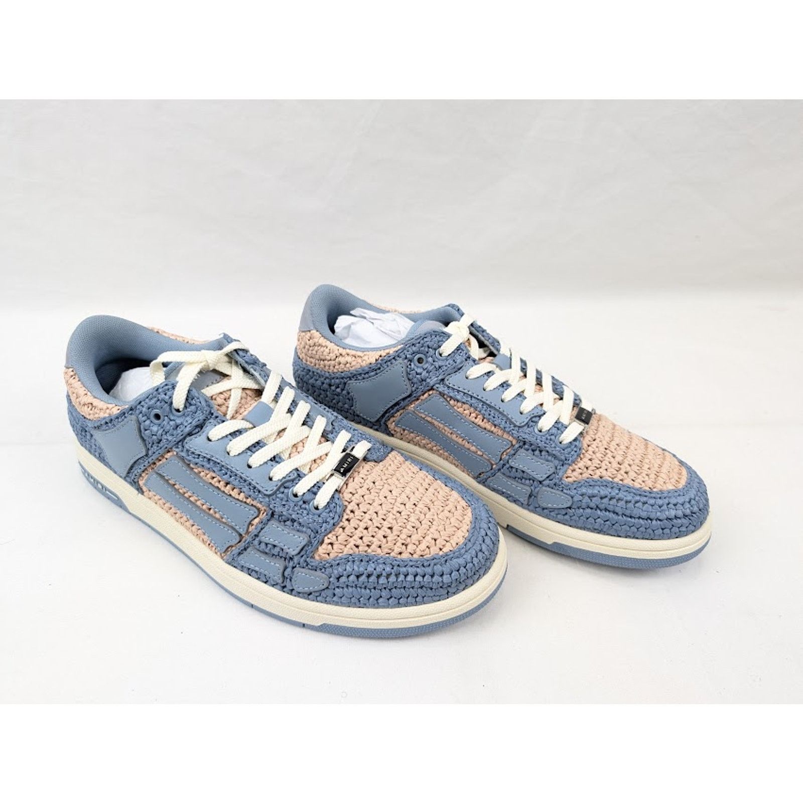 Amiri o1rshd1 Q:3 / Raffia Skeleton Low-Top Sneakers in Blue Size US 11 / EU 44 - 13 Thumbnail