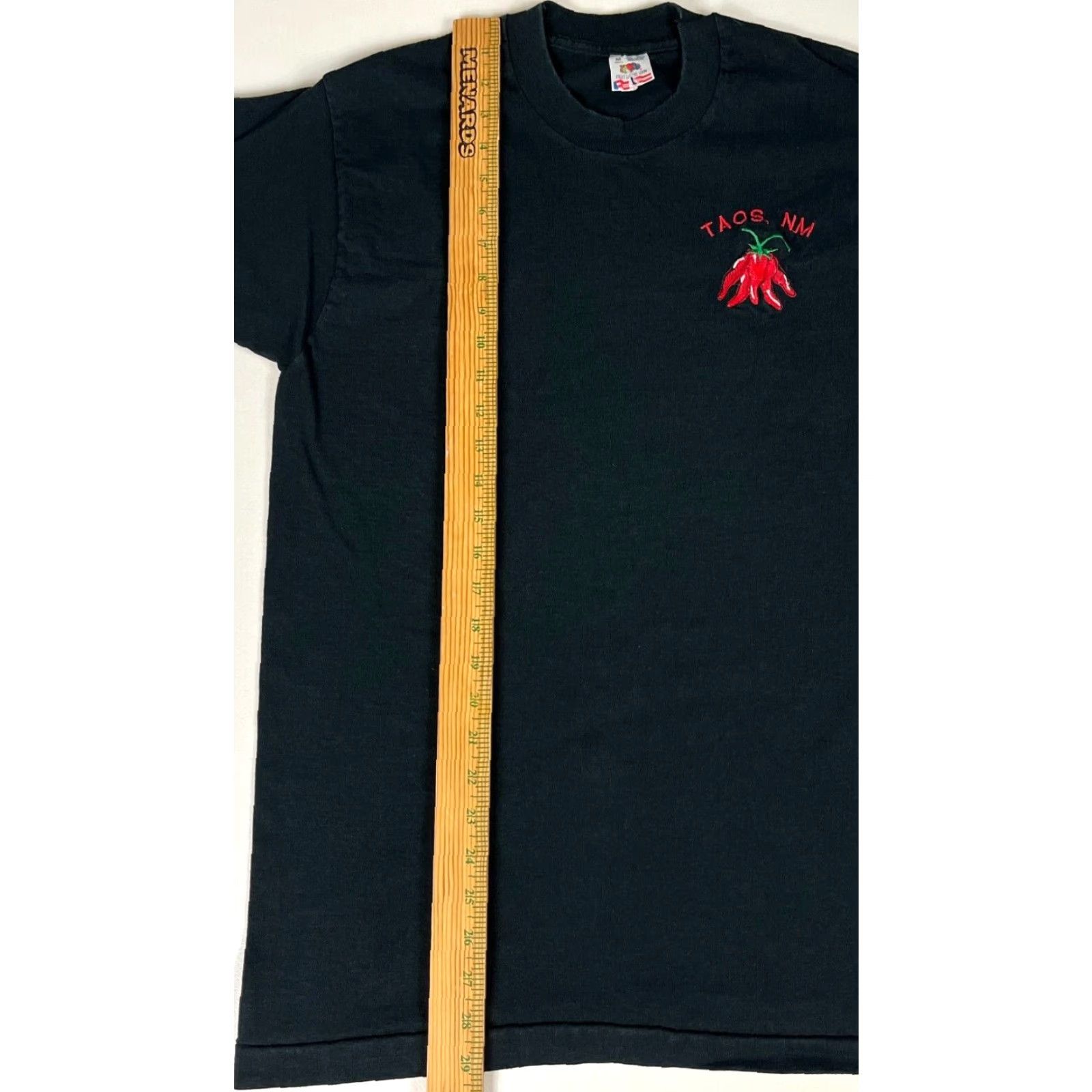 Fruit Of The Loom Vintage Fruit of the Loom T-Shirt Embroidered Made in USA Sz M Black 90s Taos New Mexico Cotton Short Sleeve Crew Neck Unisex Adults Logo Moon? Size US M / EU 48-50 / 2 - 7 Thumbnail