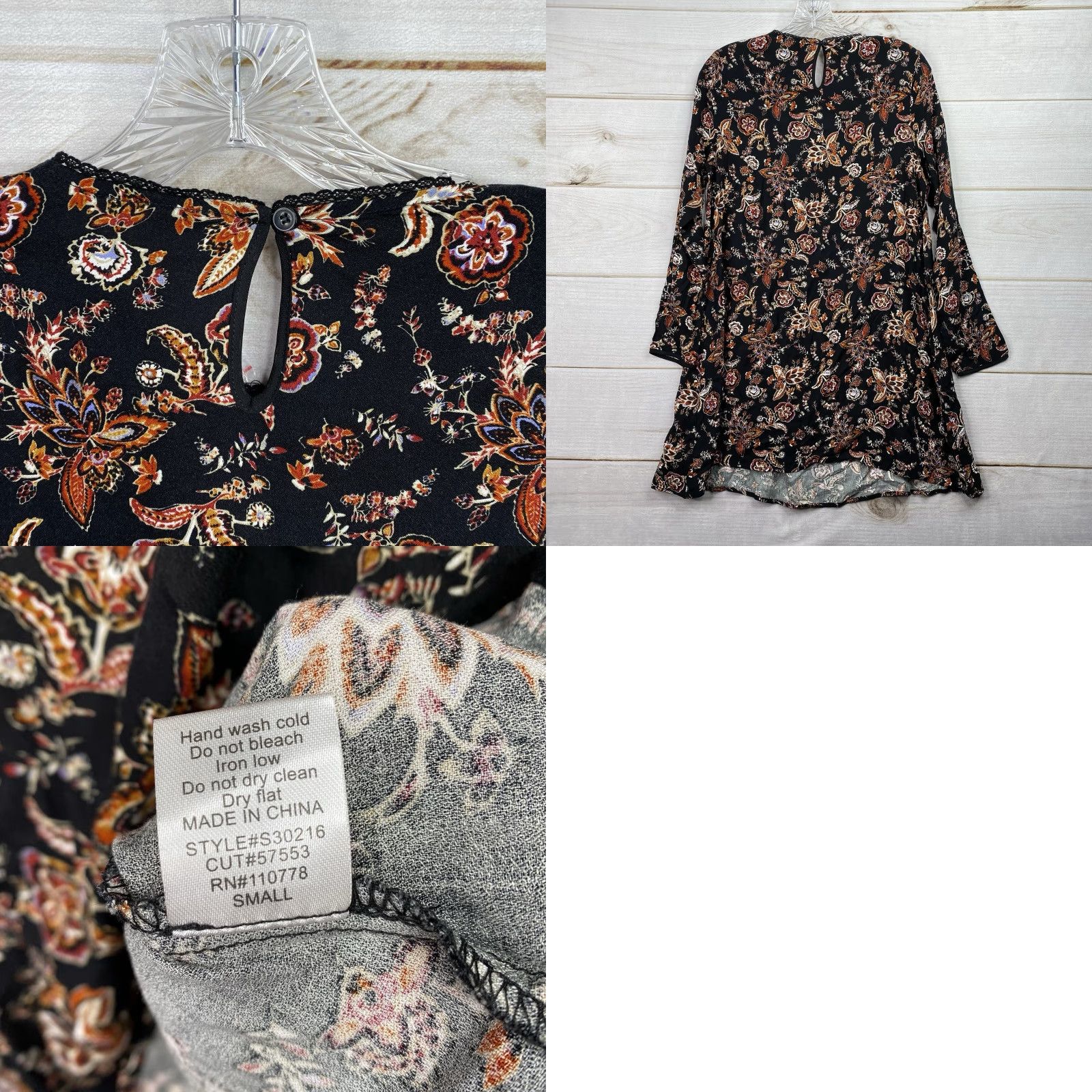 Vintage Kate Spade Spade & Heart Mini Dress S Black Floral Peasant Party Dress Short Sleeve V-Neck Knots Button Size S / US 4 / IT 40 - 8 Thumbnail