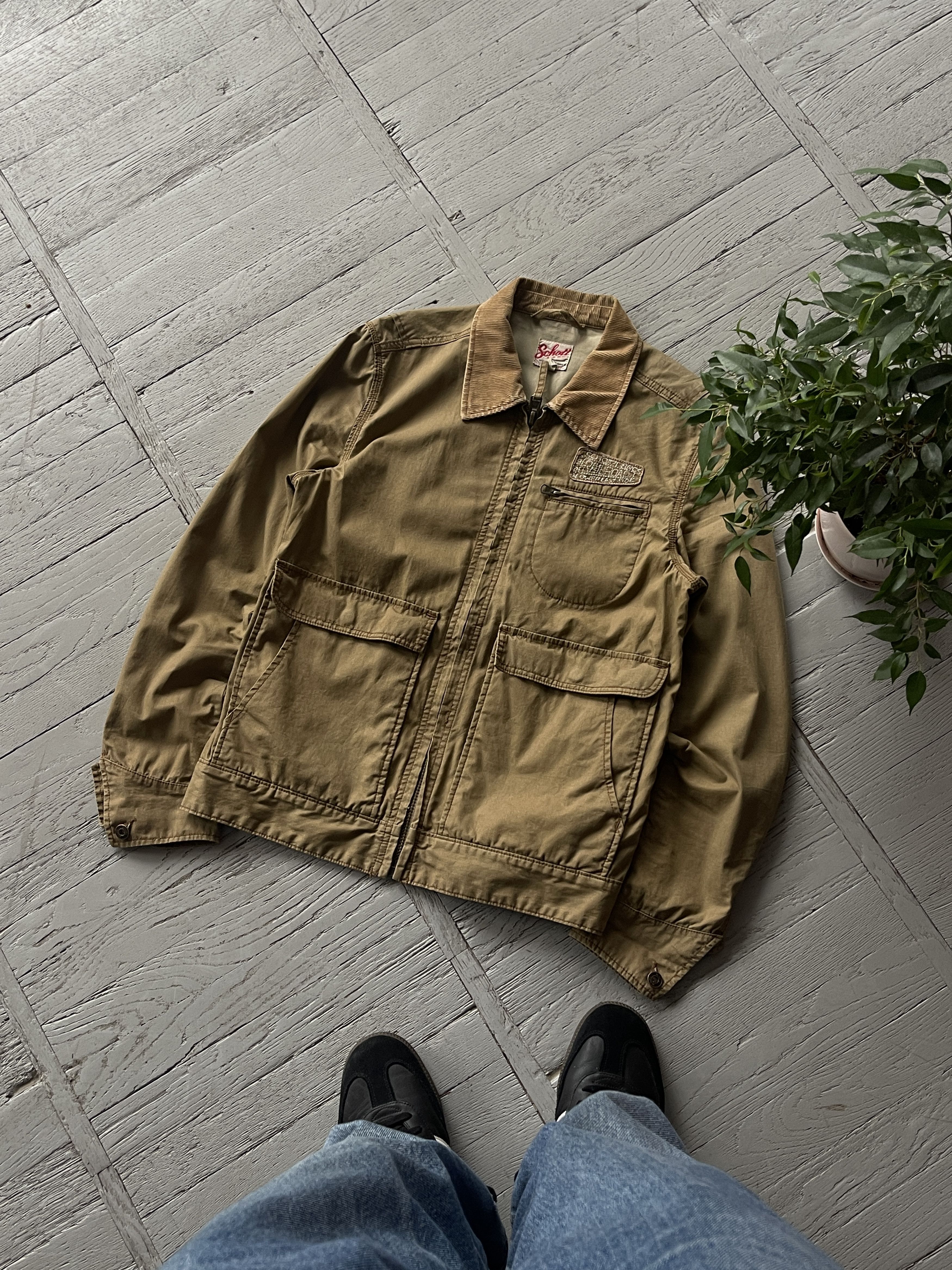 image of Schott Corduroy Collared Work Jacket in Beige, Men's (Size Large)