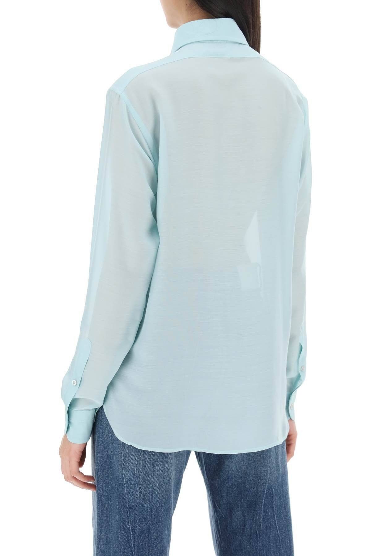Tom Ford o1w1db10525 CA3254 Plastron Silk Shirt in Light Blue Size M / US 6-8 / IT 42-44 - 4 Thumbnail