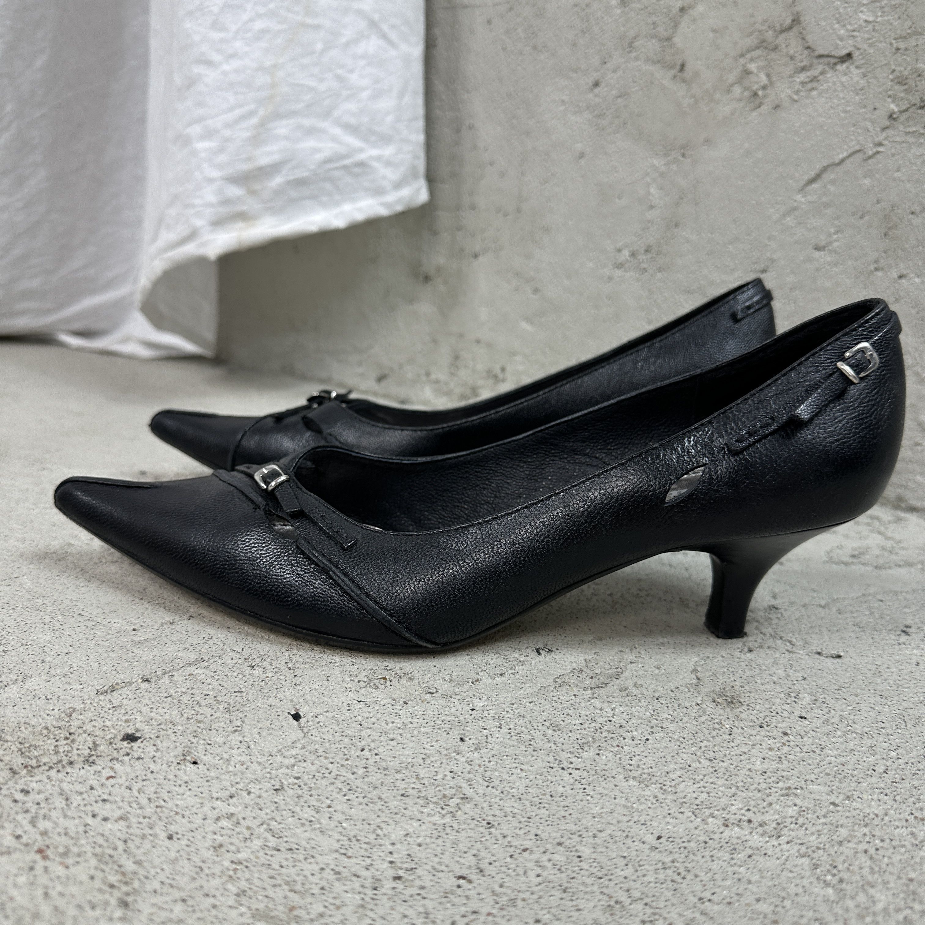 Vintage Vintage Avant Garde Opium Leather Y2K Buckled Heels Size US 10 / IT 40 - 5 Thumbnail