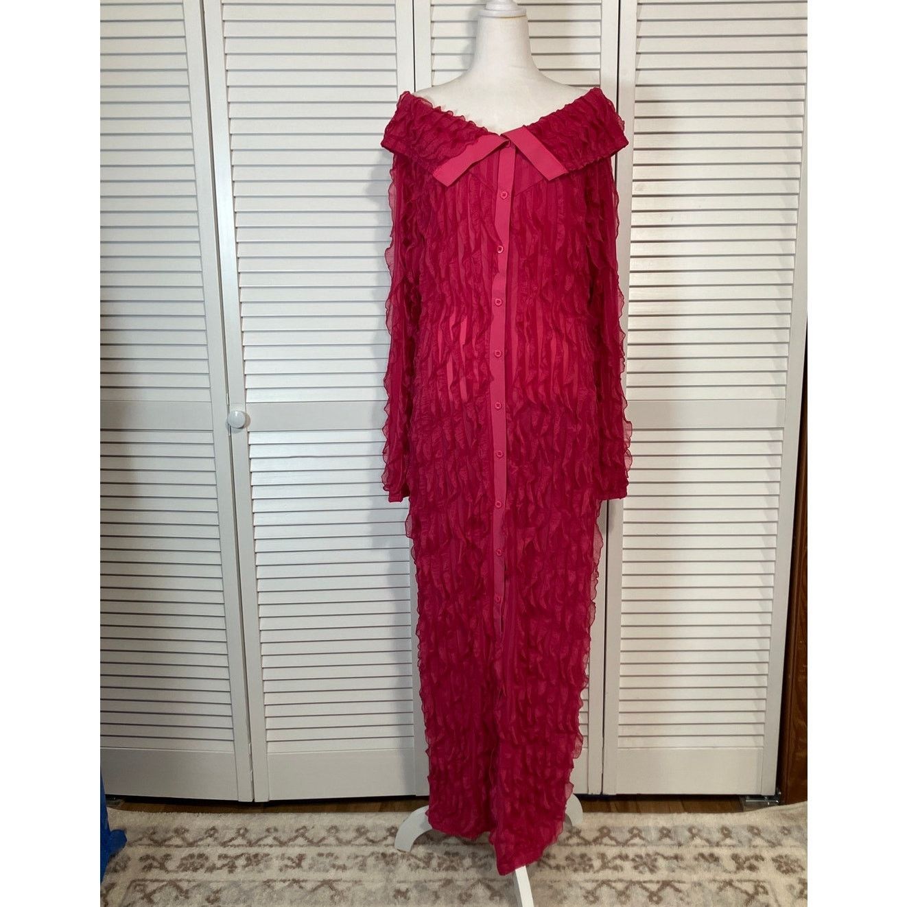 Other NWT Adogirl Rose Red Off Shoulder Shear Ruffle Maxi Dress XL Size XL / US 12-14 / IT 48-50 - 1 Thumbnail