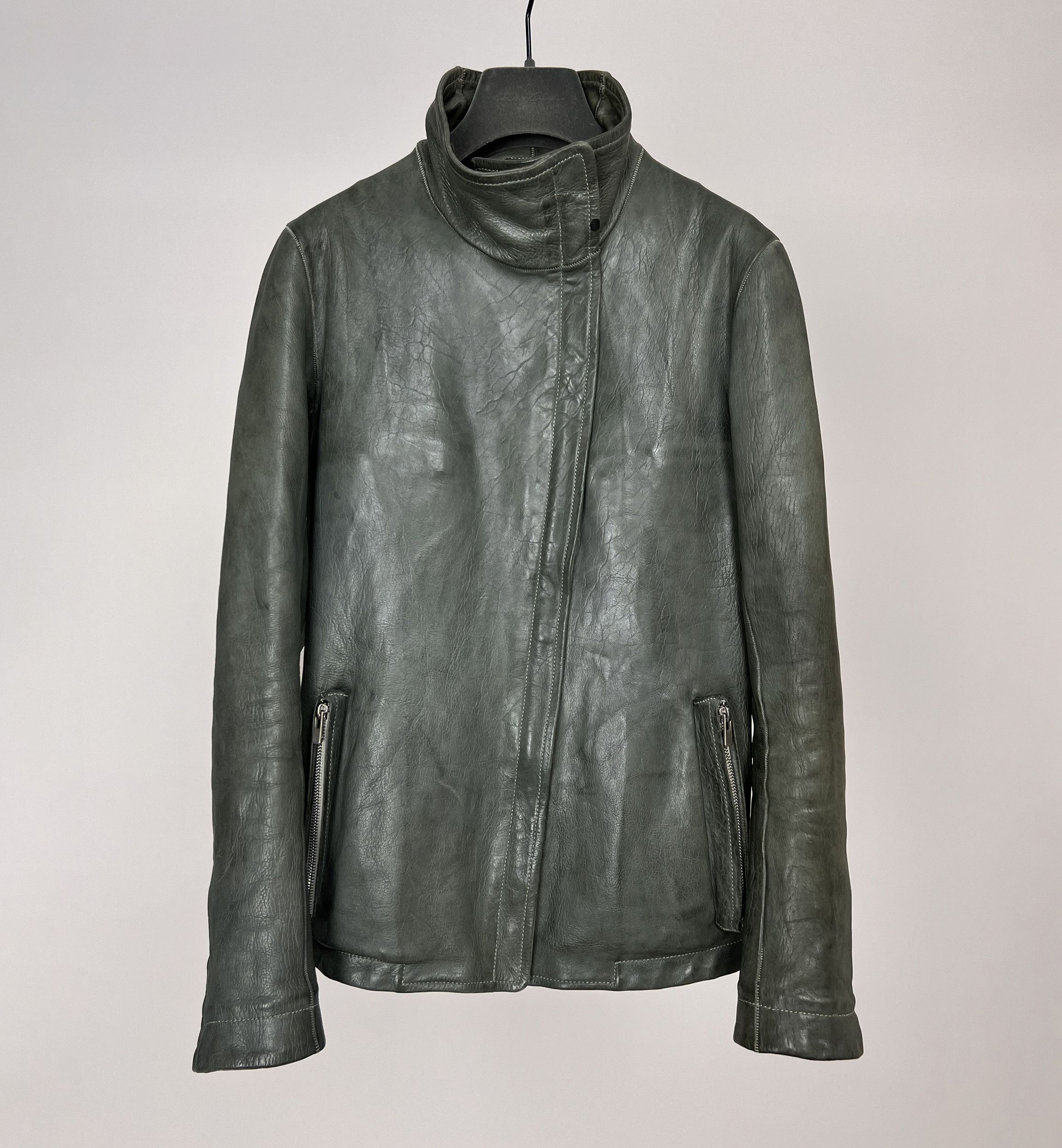 image of Carol Christian Poell Bison Leather Jacket, Iconic in Gray/Green, Women's (Size XS)