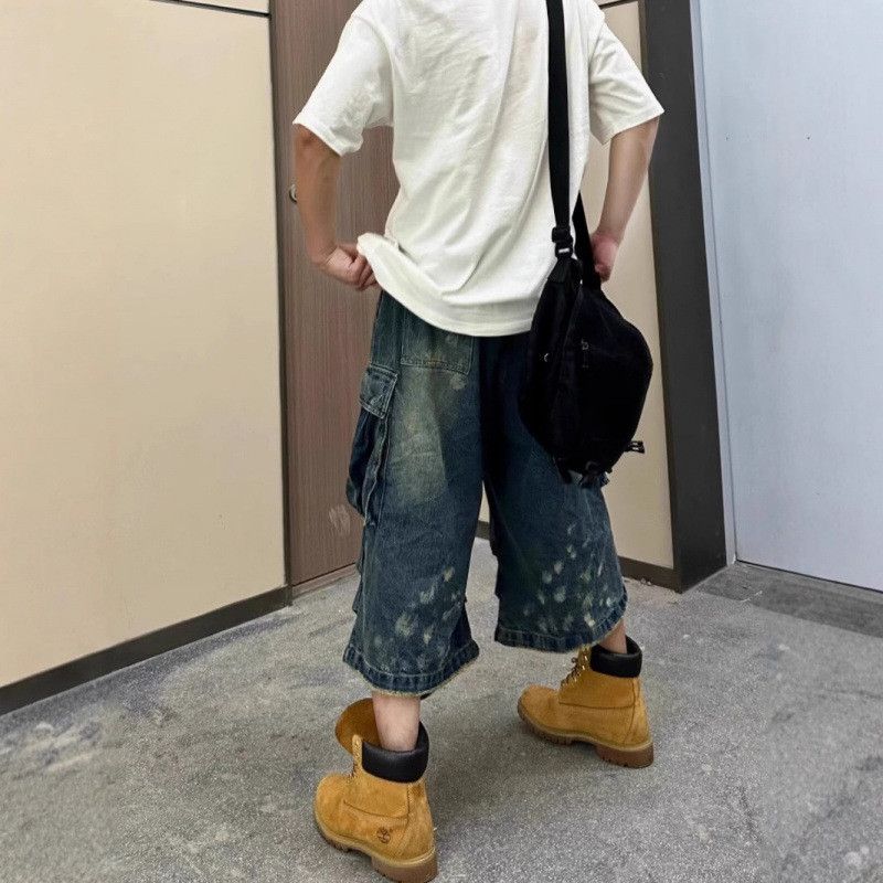 Japanese Brand × Jean Retro straight loose wide leg denim shorts Size US 32 / EU 48 - 3 Thumbnail