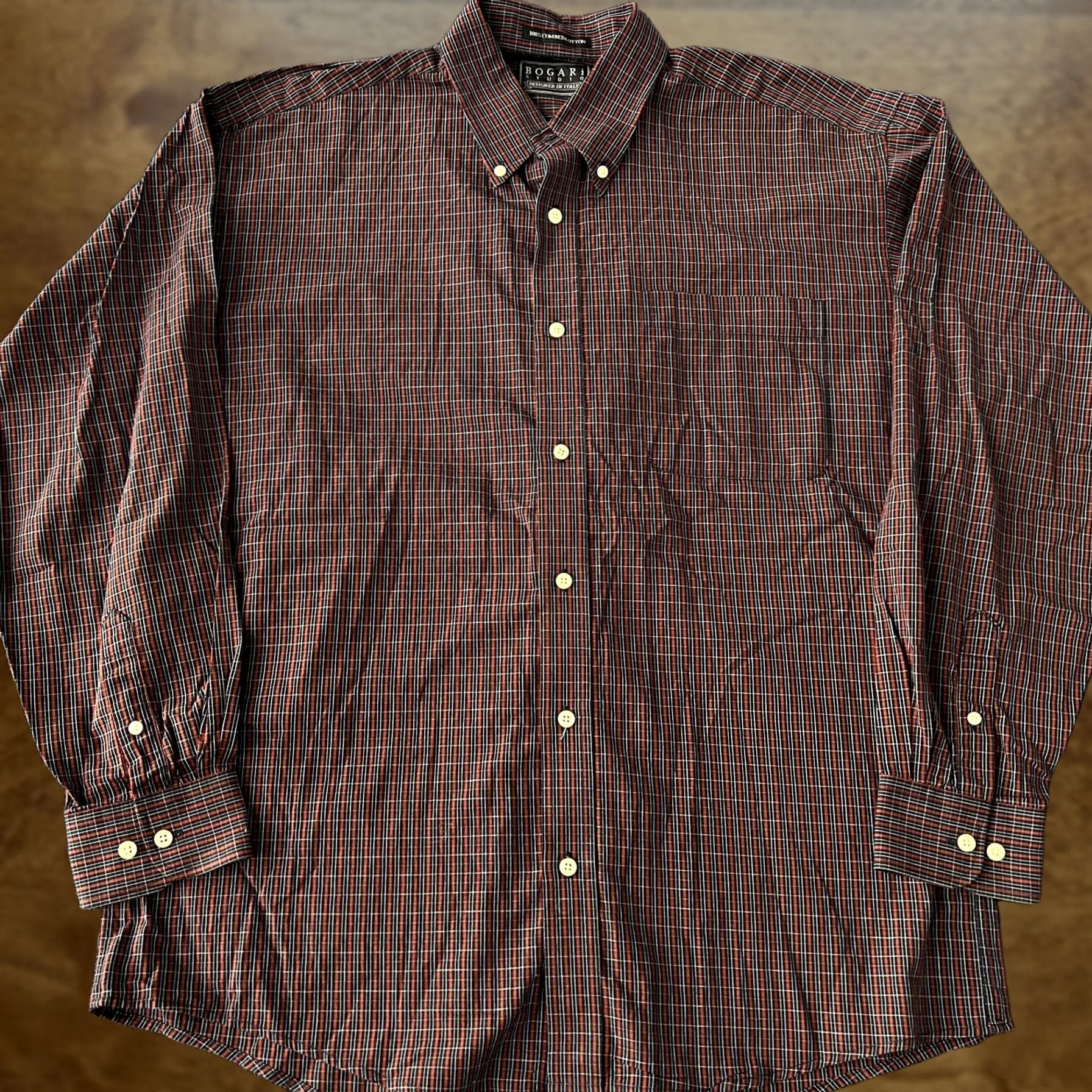 Vintage Bogari Studio Shirt Mens L Blue Plaid Button-Down Long Sleeve Pocket Shirt Size US L / EU 52-54 / 3 - 1 Thumbnail