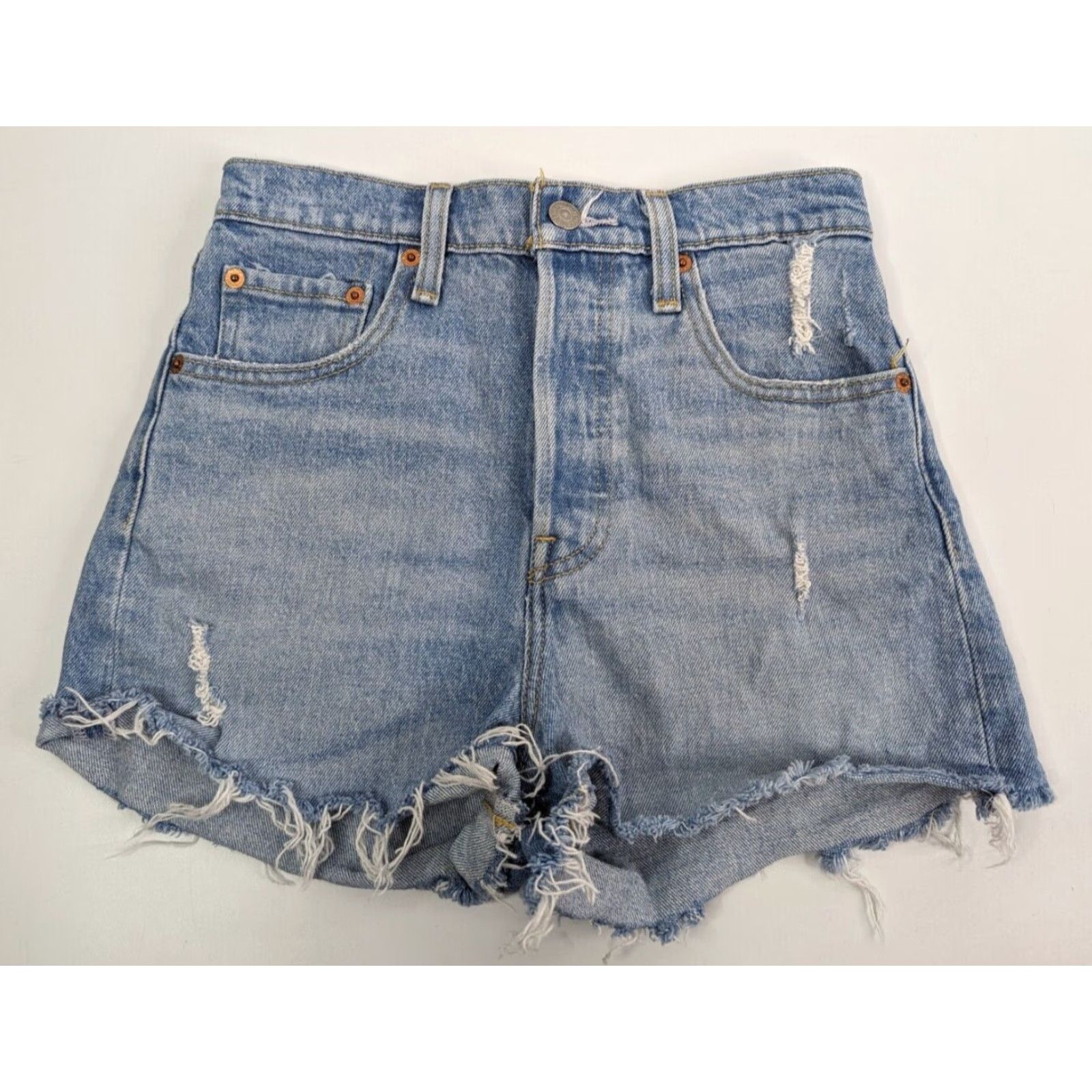 Levi's VINTAGE Levi's Premium Womens Ribcage Jean Shorts Size 25 Waist Denim High Rise Blue Cotton Regular Ladies Size 42" / US 20 - 2 Thumbnail