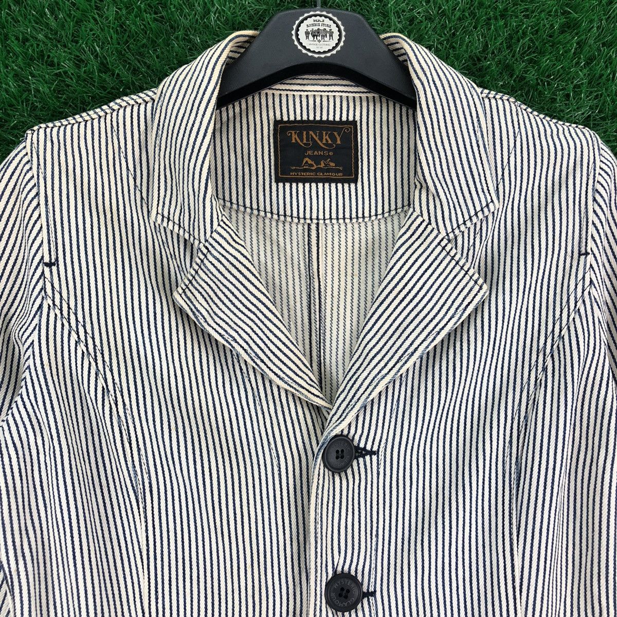 Hysteric Glamour Vintage 90's Hysteric Glamour Hickory Stripe Denim Jacket Size XS / US 0-2 / IT 36-38 - 9 Thumbnail