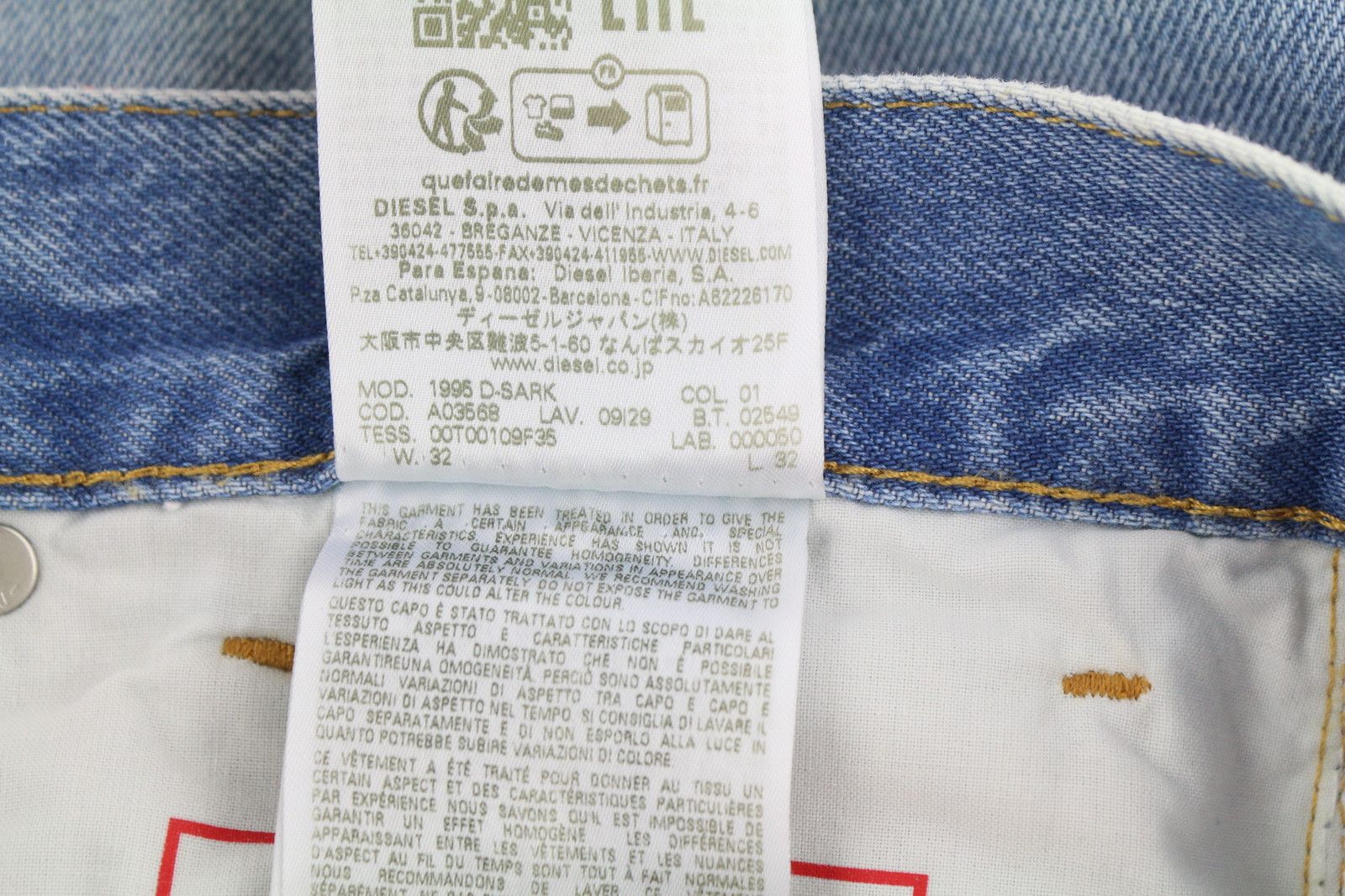Diesel 1995 D-SARK 09I29 W32/L32 Blue Slim Straight 85406 Size US 32 / EU 48 - 11 Thumbnail