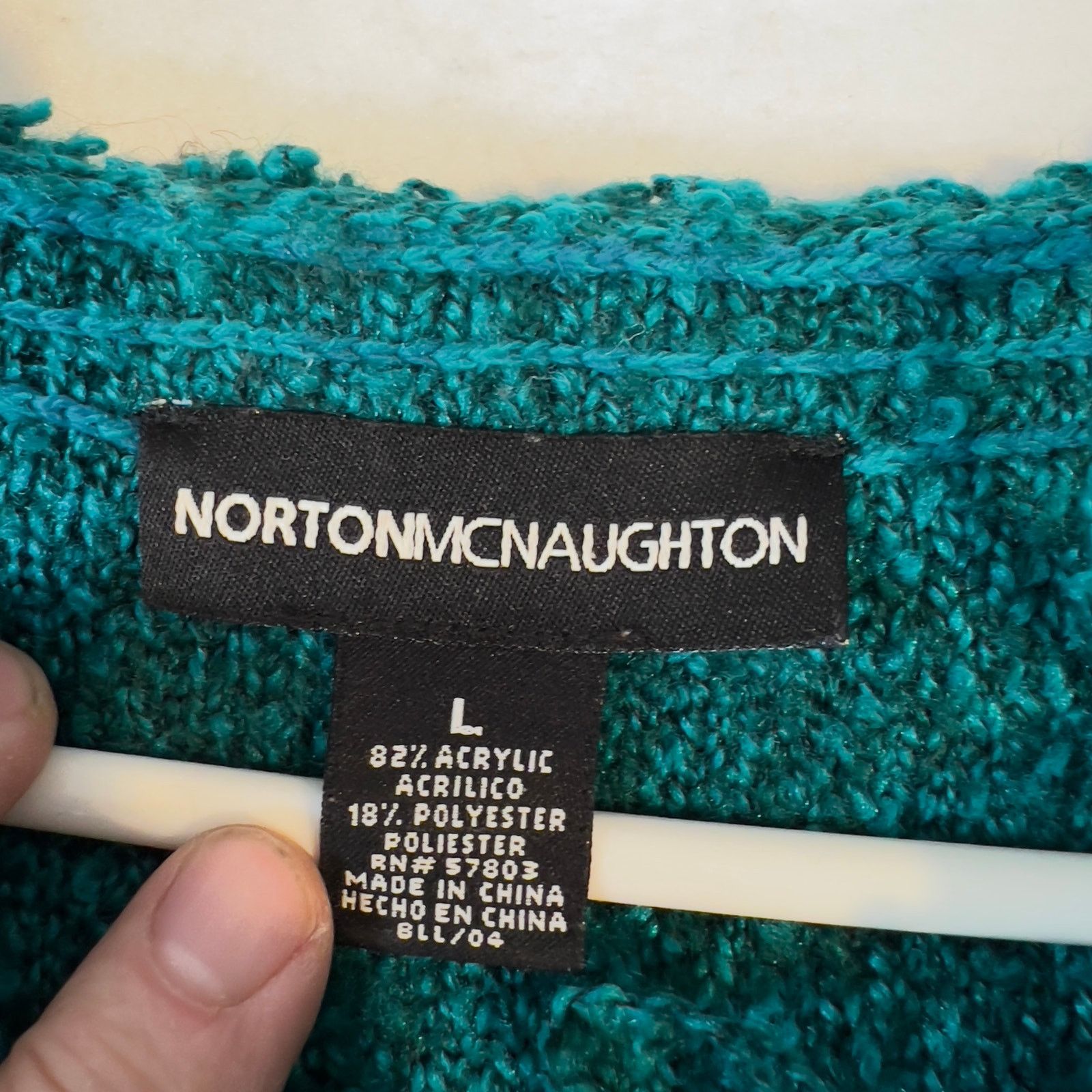 Other Norton McNaughton Sweater Woman's Large Green Fluffy Fringe Size L / US 10 / IT 46 - 10 Thumbnail