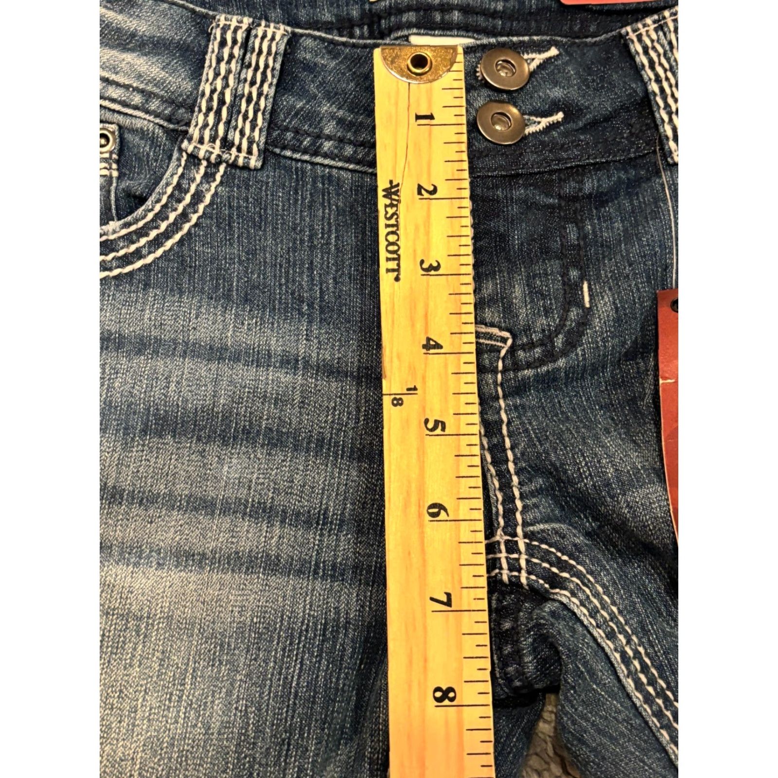 Denime NWT Mudd Capri Jeans Womens 3 Juniors Skinny Dark Wash Distressed Denim Cuffed Size 26" / US 2 / IT 38 - 5 Thumbnail