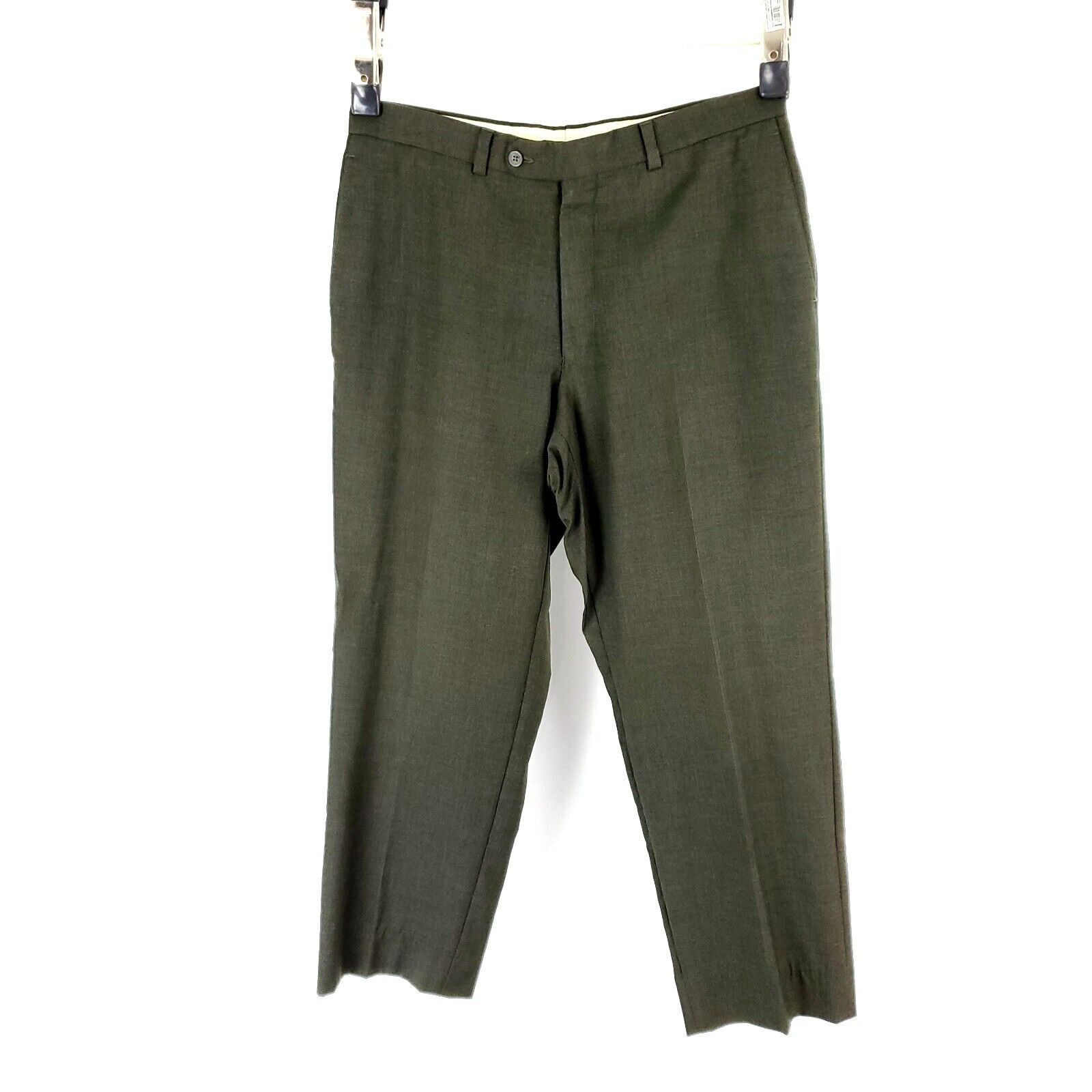 Jack Victor Jack Victor Wool Dress Pants 32/30 Green Check Samson Flat F Size 34R - 5 Thumbnail