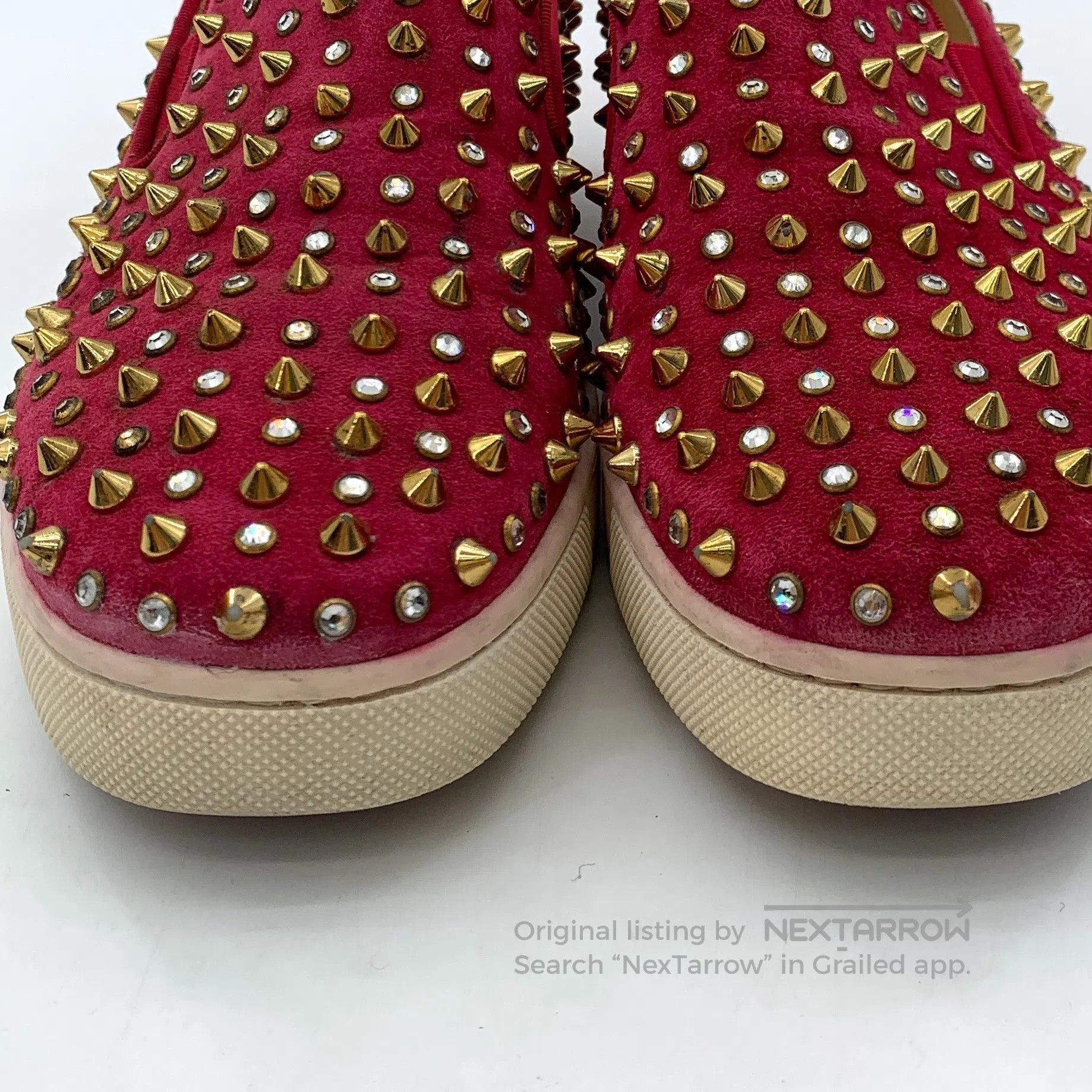 Christian Louboutin Christian Louboutin Red Full Stud Casual Flat Slip-On Loaf Size US 6.5 / IT 36.5 - 8 Thumbnail