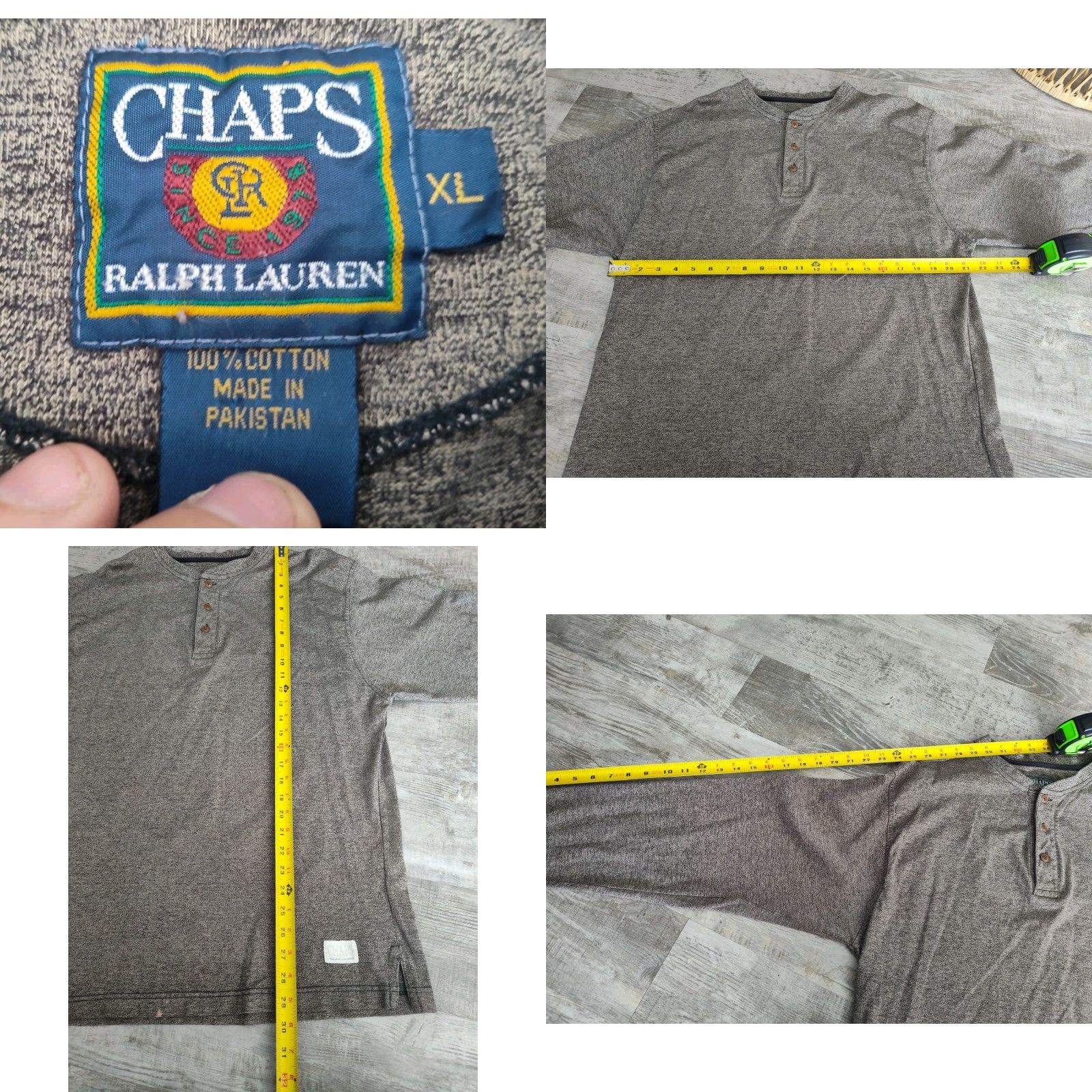 Ralph Lauren VINTAGE Ralph Lauren Men's Shirt XL Long Sleeve Henley Gray T-Shirt 90s Classic Size US XL / EU 56 / 4 - 8 Thumbnail