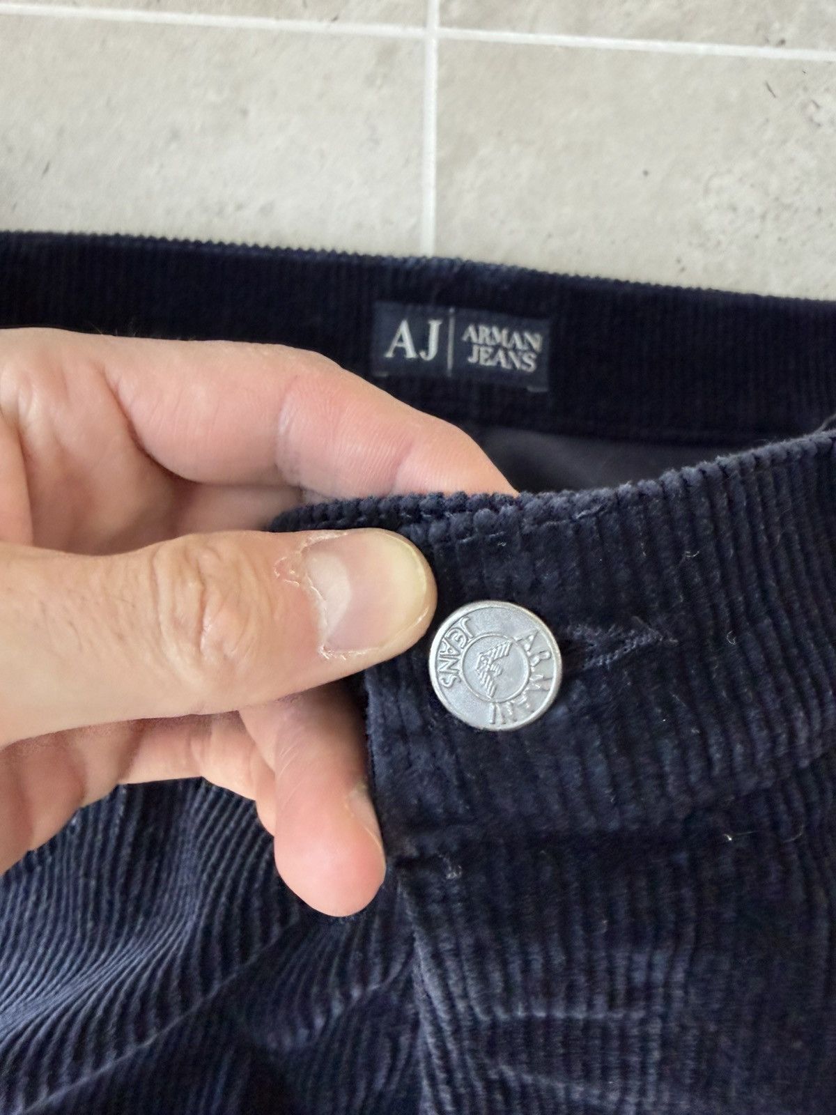 Armani Vintage 90s Giorgio Armani Jeans Corduroy Blue Pants 32 Size US 32 / EU 48 - 4 Thumbnail