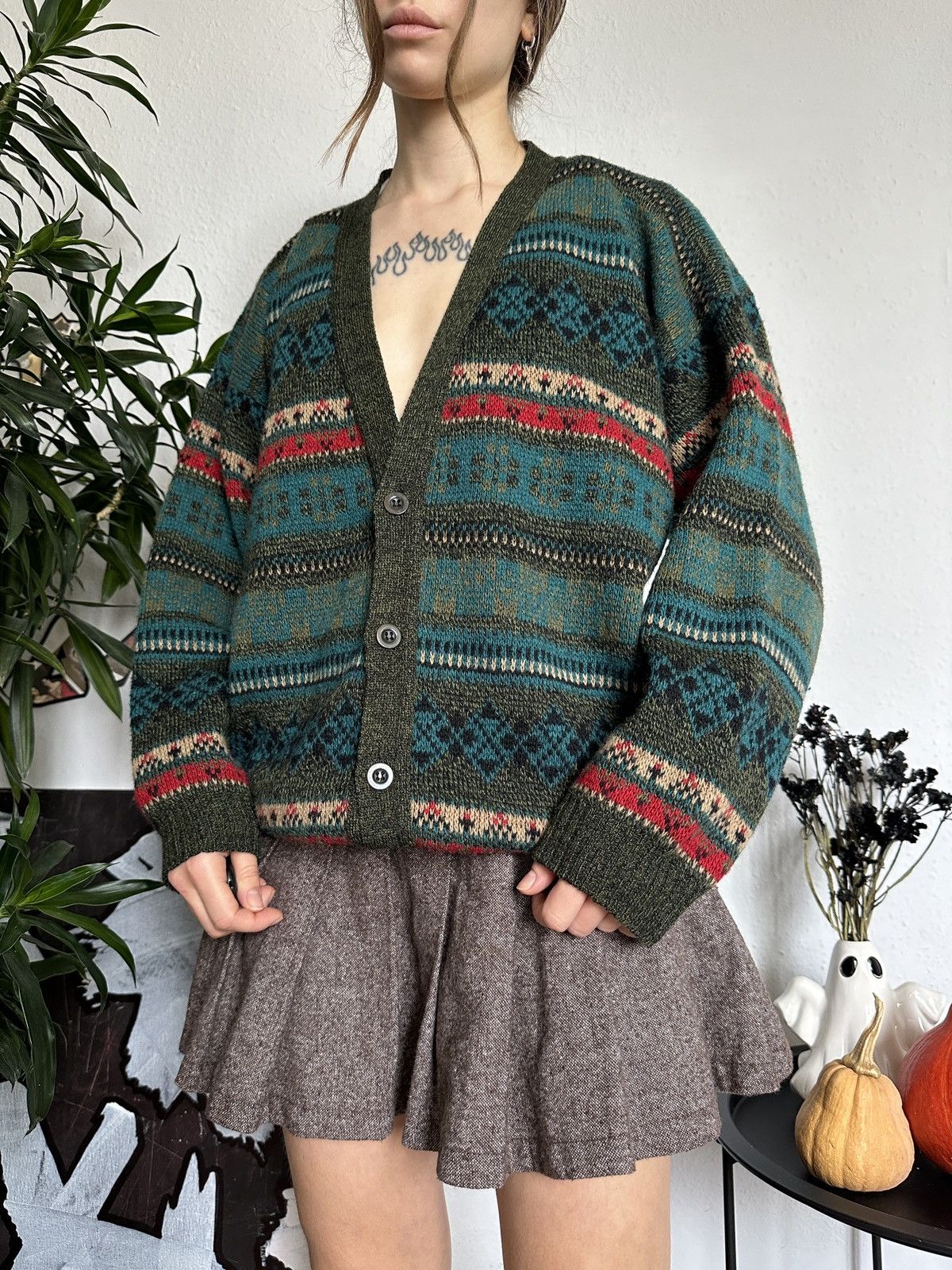Designer × Vintage Cozy Gilmorgirl Vintage Geometric Knit Cardigan Sweater Size M / US 6-8 / IT 42-44 - 5 Thumbnail