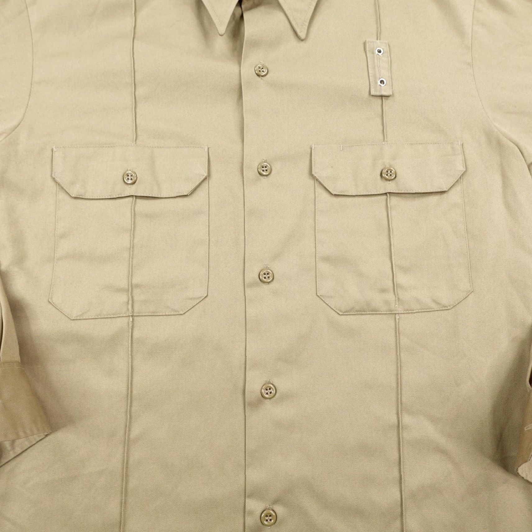 JCPenney VINTAGE Big Mac Shirt Mens M Beige Tan JC Penney Button Up Work No Iron 70s Size US M / EU 48-50 / 2 - 3 Thumbnail