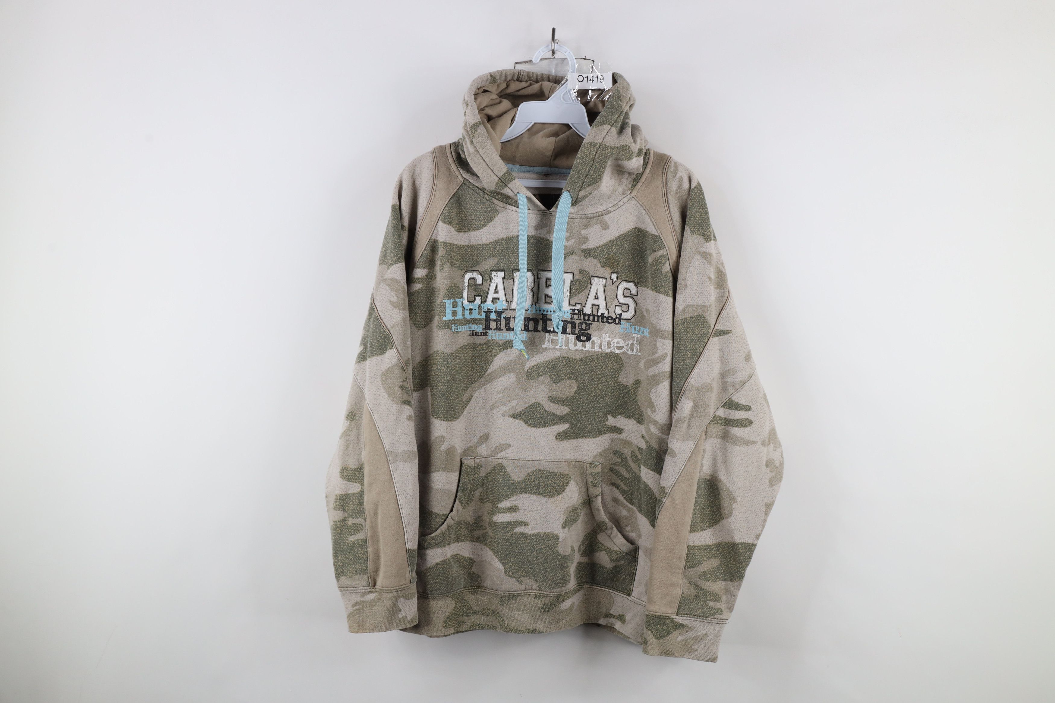 Cabelas × Vintage Vintage Y2K Cabelas Spell Out Camouflage Hoodie Sweatshirt Size XL / US 12-14 / IT 48-50 - 1 Thumbnail