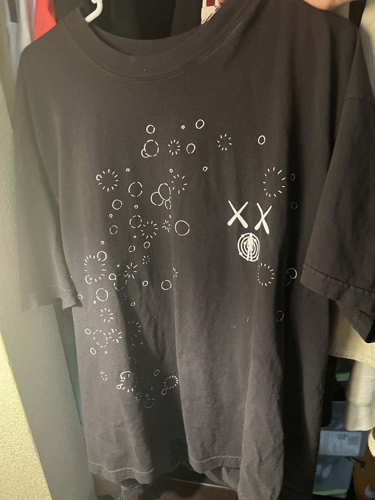 image of Kaws Glow In The Dark Black T-Shirt (Size Large)