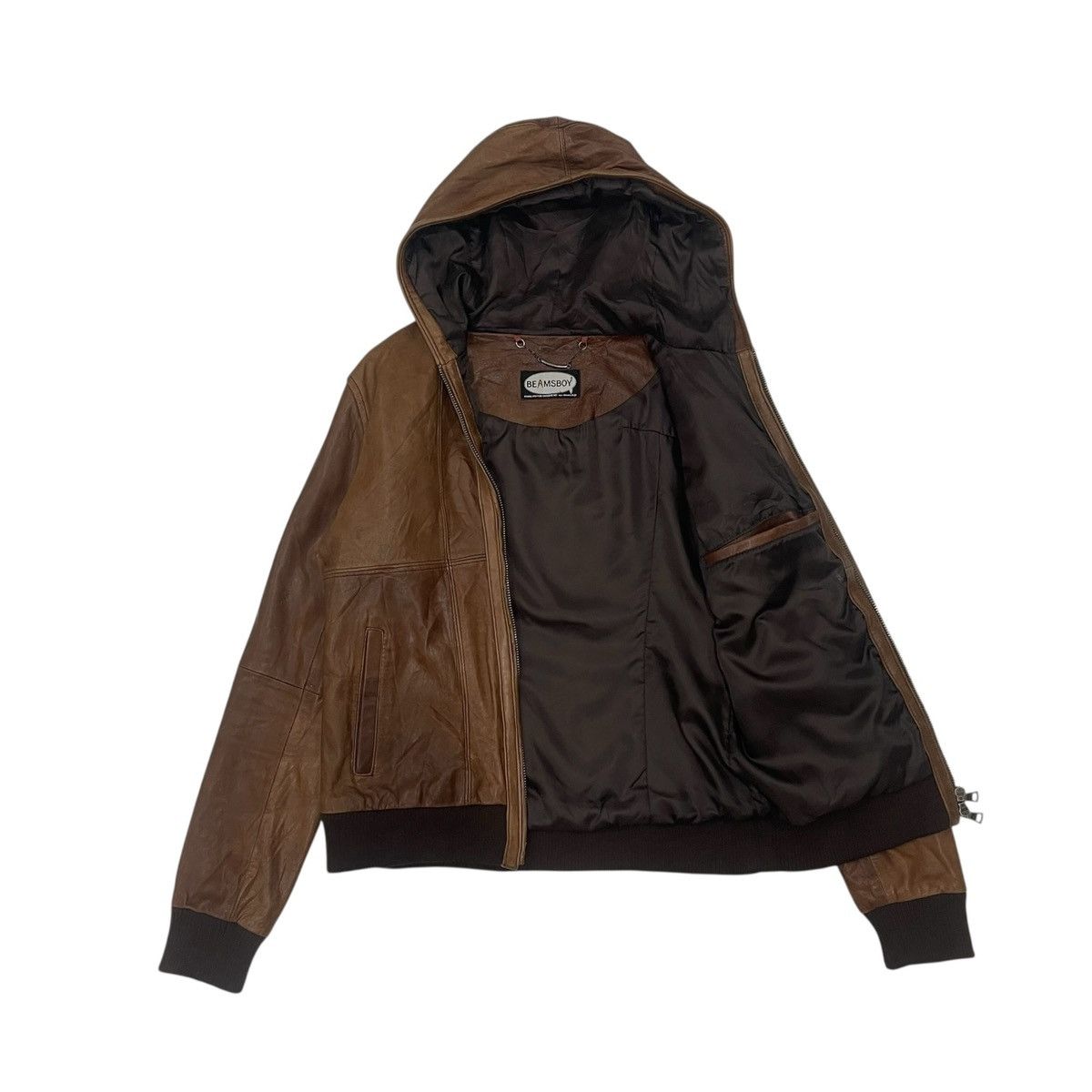 Beams Plus Vintage Beams Lamb Leather Hoodie Jacket Size S / US 4 / IT 40 - 2 Thumbnail