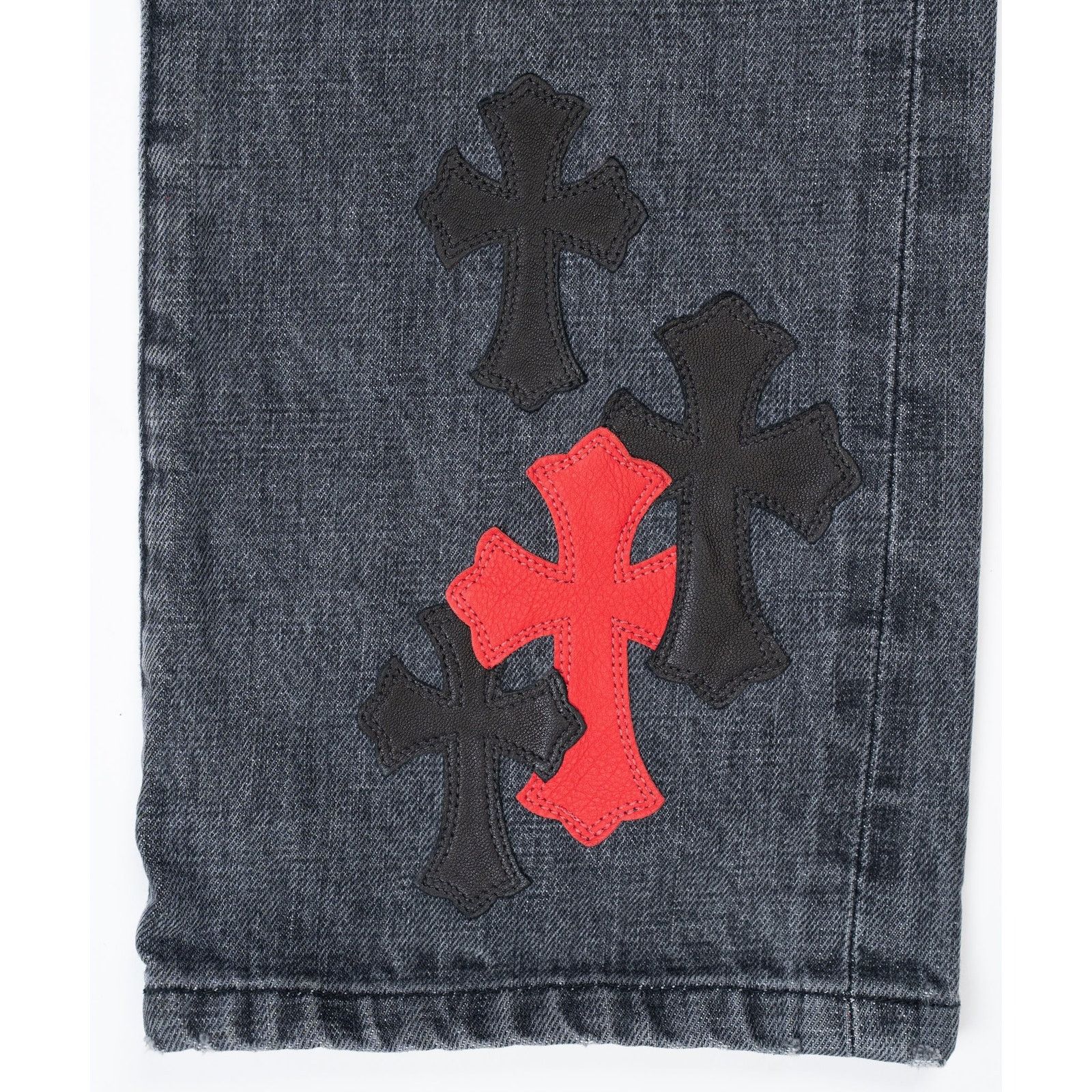 Chrome Hearts CLB Grey Black & Red Cross Patch Jeans Size US 34 / EU 50 - 5 Thumbnail